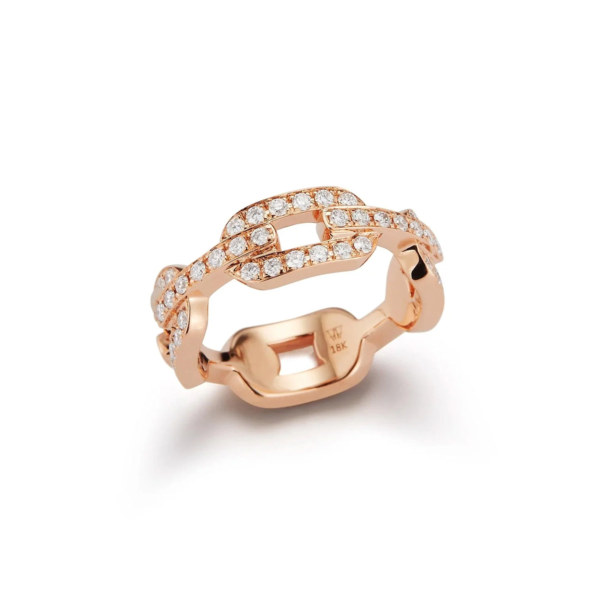 18K GOLD SAXON FLAT CHAIN DIAMOND RING