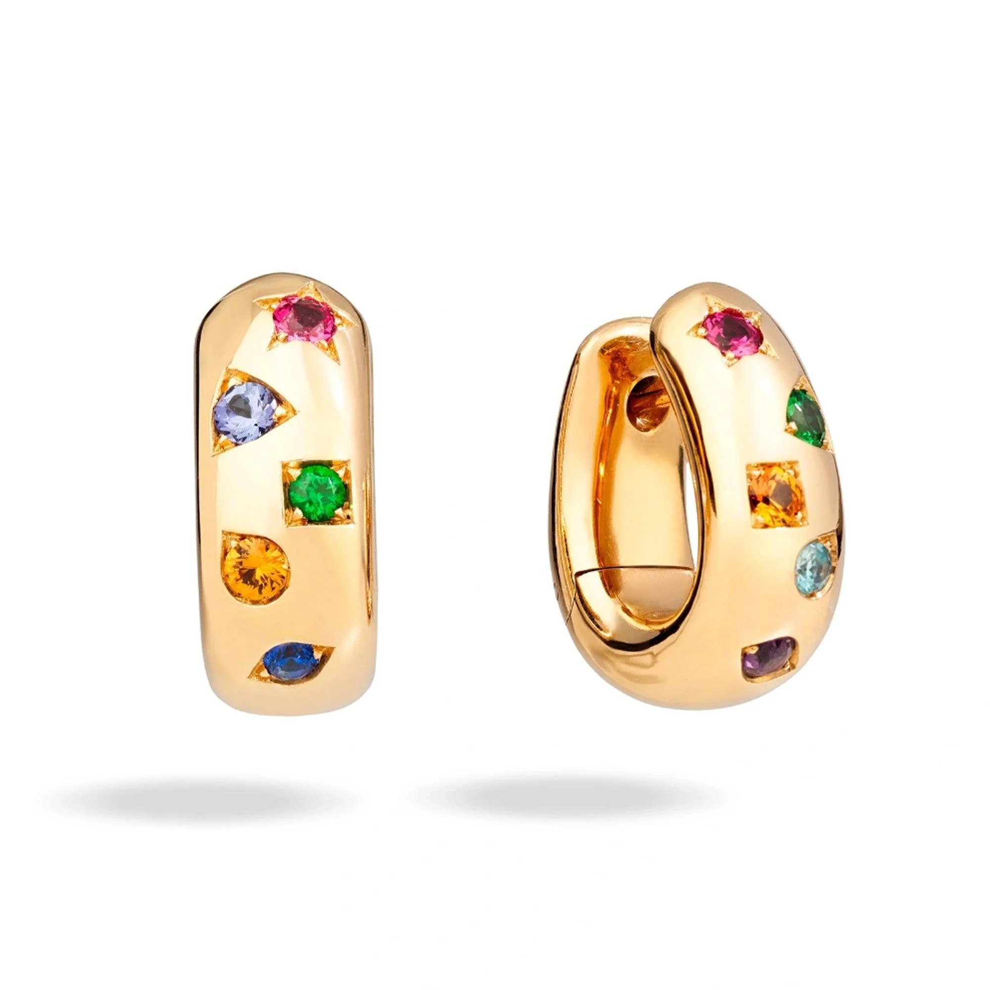18K Rose Gold Amethyst and Sapphire and Tsavorite and Tourmaline Earrings