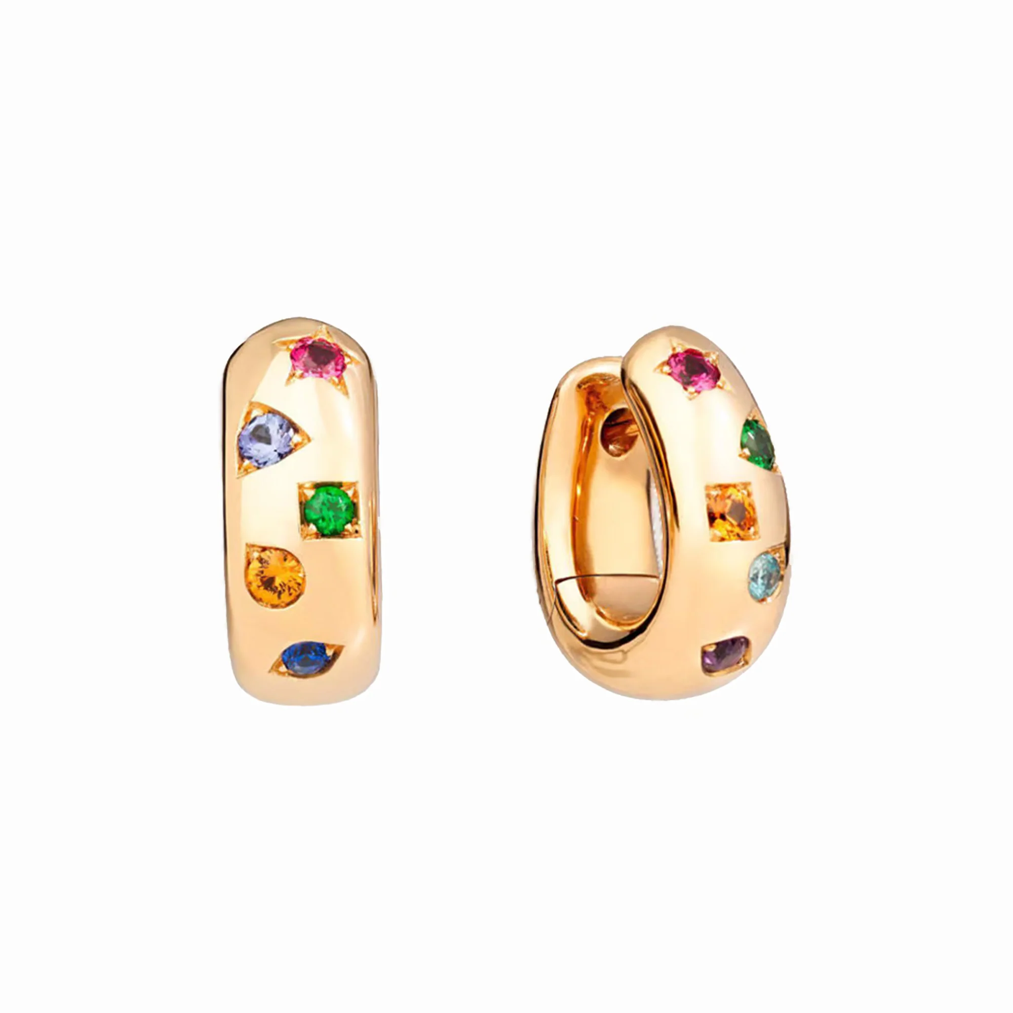 18K Rose Gold Amethyst and Sapphire and Tsavorite and Tourmaline Earrings - Image 2