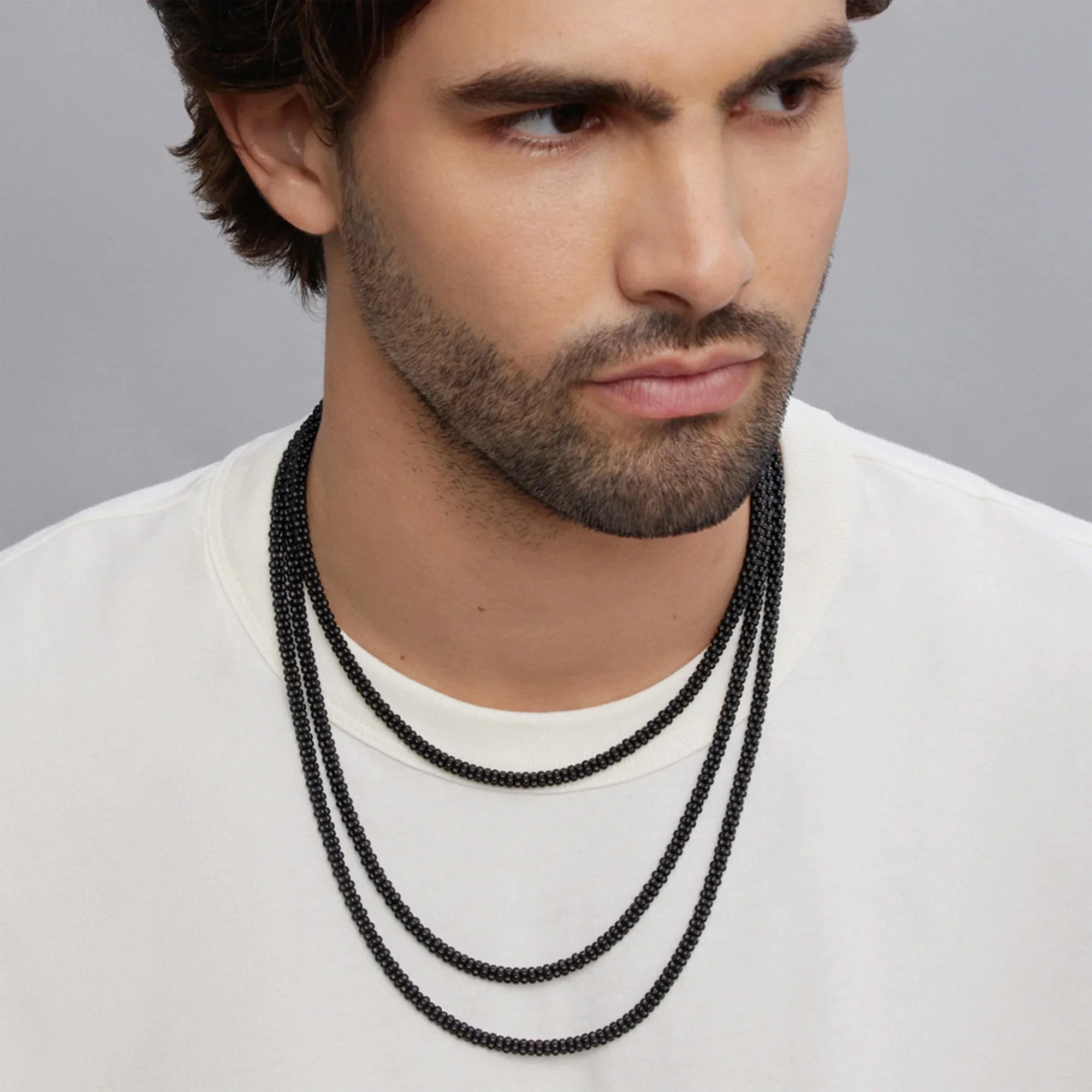 Matte Black Ceramic Beaded Necklace - Image 3