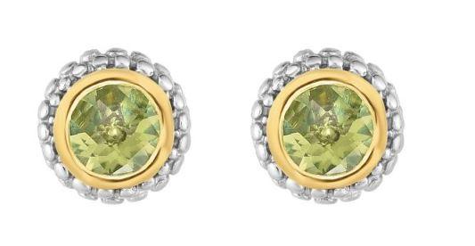 18K Sterling Silver/Yellow Peridot Earrings