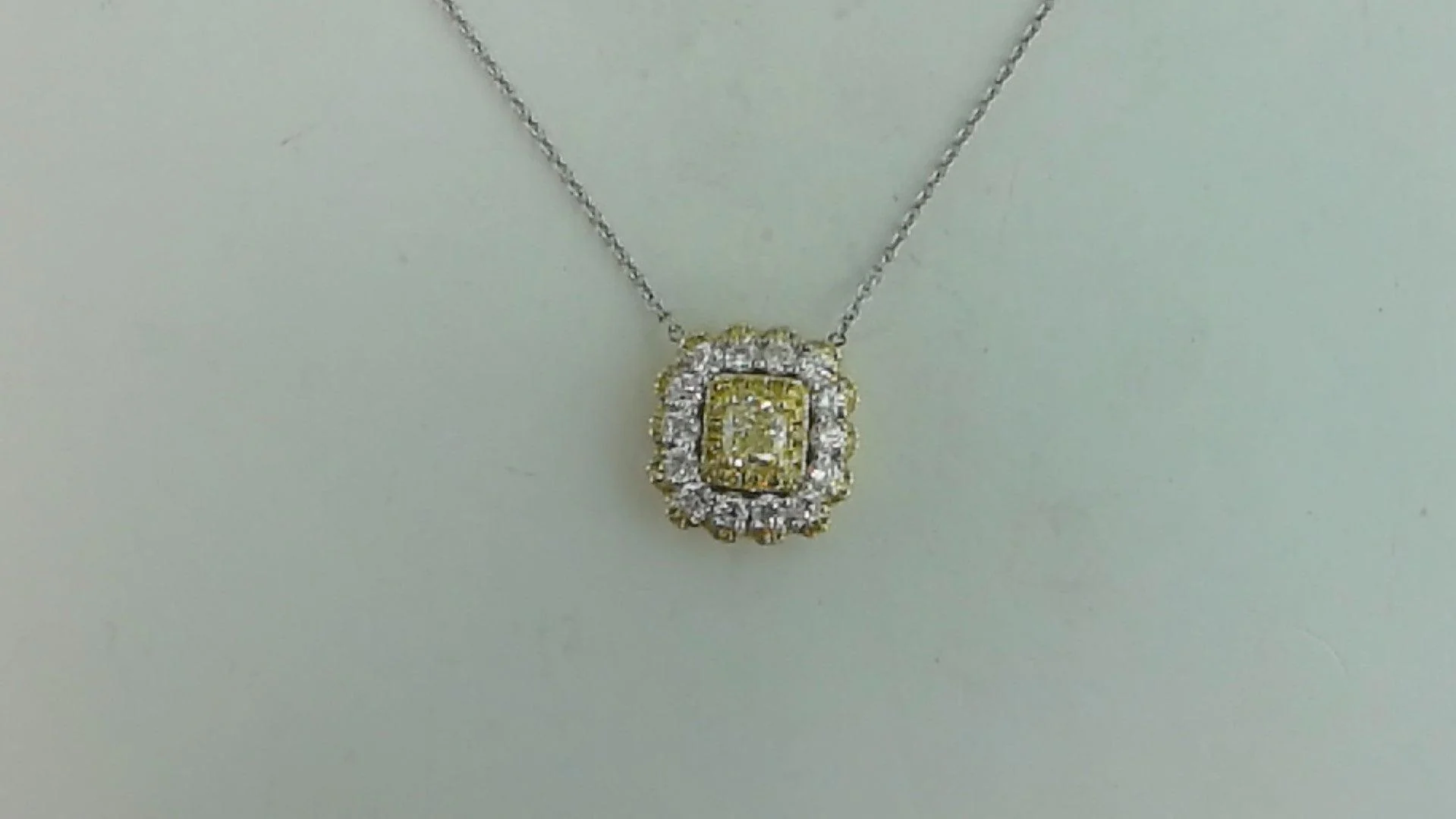 18K Two-Tone Diamond and Diamond and Diamond Necklace - Image 2