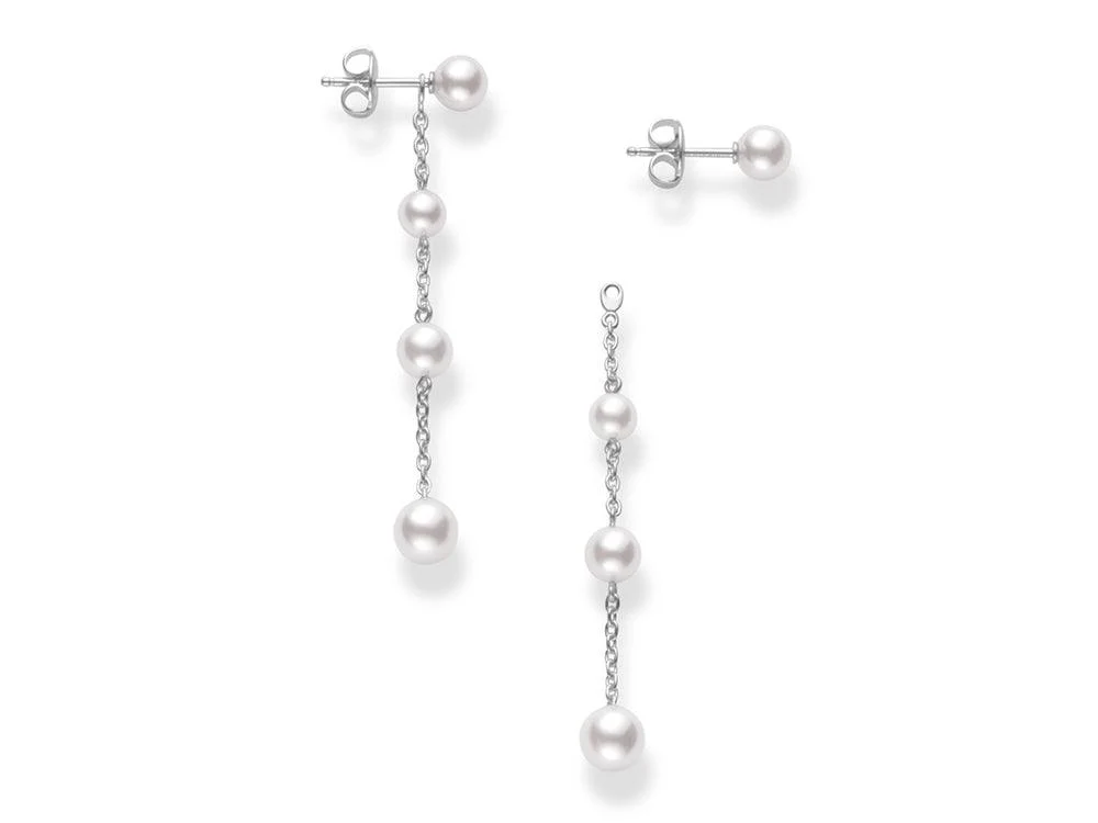 18K White Gold Cultured Pearl Earrings - Image 2