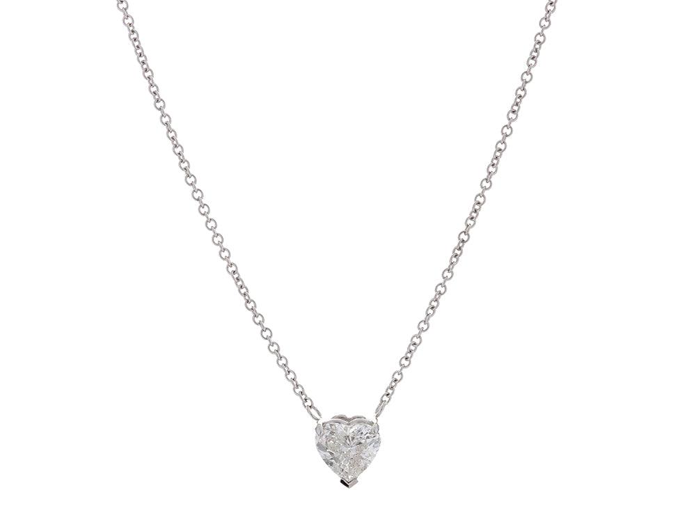 18K White Gold Diamond Heart Necklace - Image 2