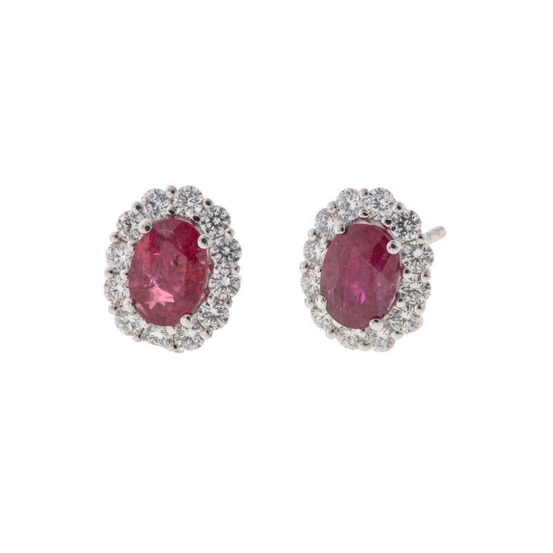 18K White Gold Diamond and Ruby Earrings