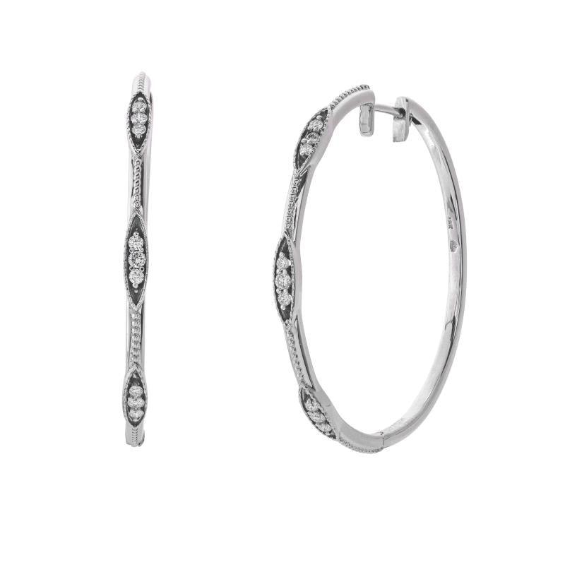 18K White Gold Diamond Earrings - Image 2