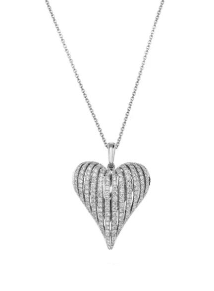 18K WHITE GOLD DIAMOND HEART NECKLACE - Image 2