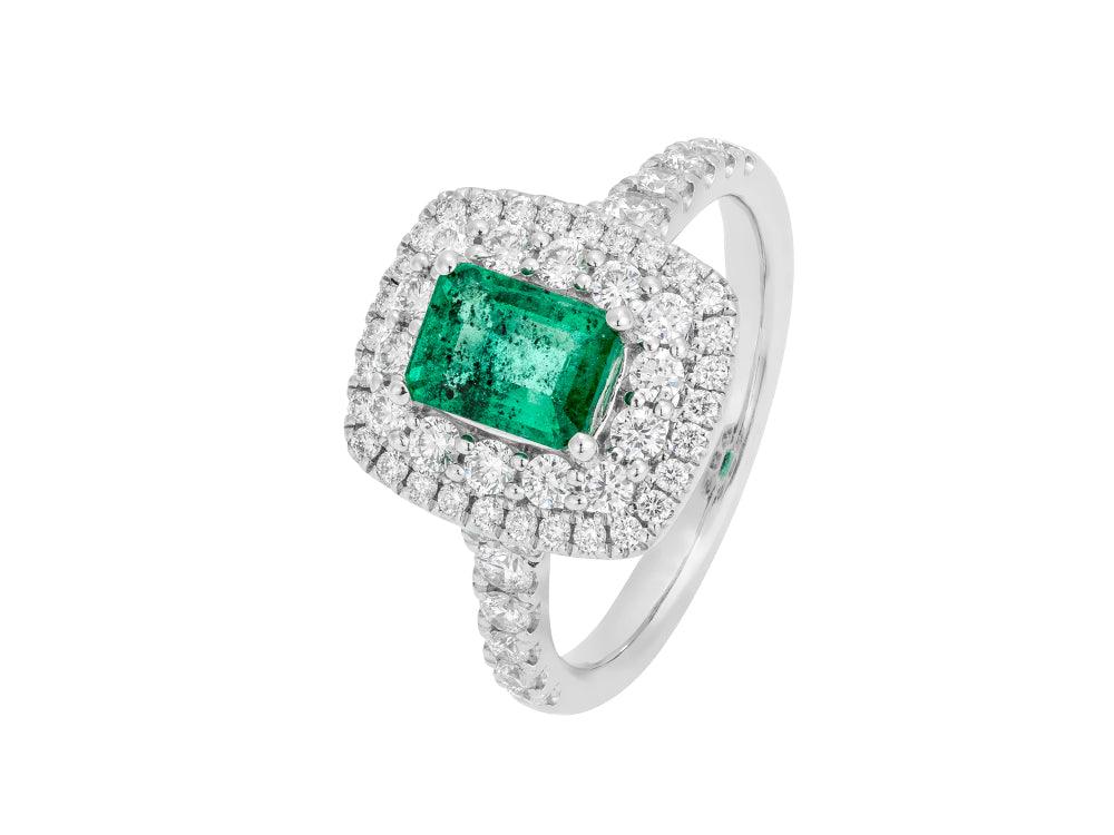 18K White Gold Emerald and Diamond  Ring - Image 2
