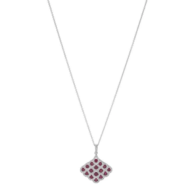 18K White Gold Ruby and Diamond  Necklace - Image 2