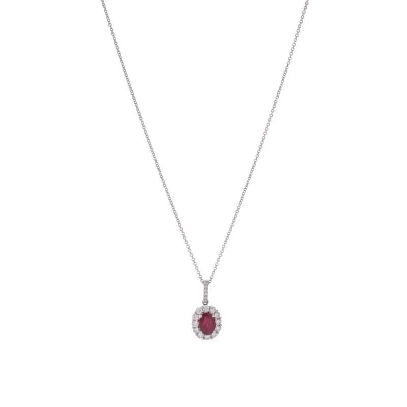 18K White Gold Ruby and Diamond  Necklace - Image 2