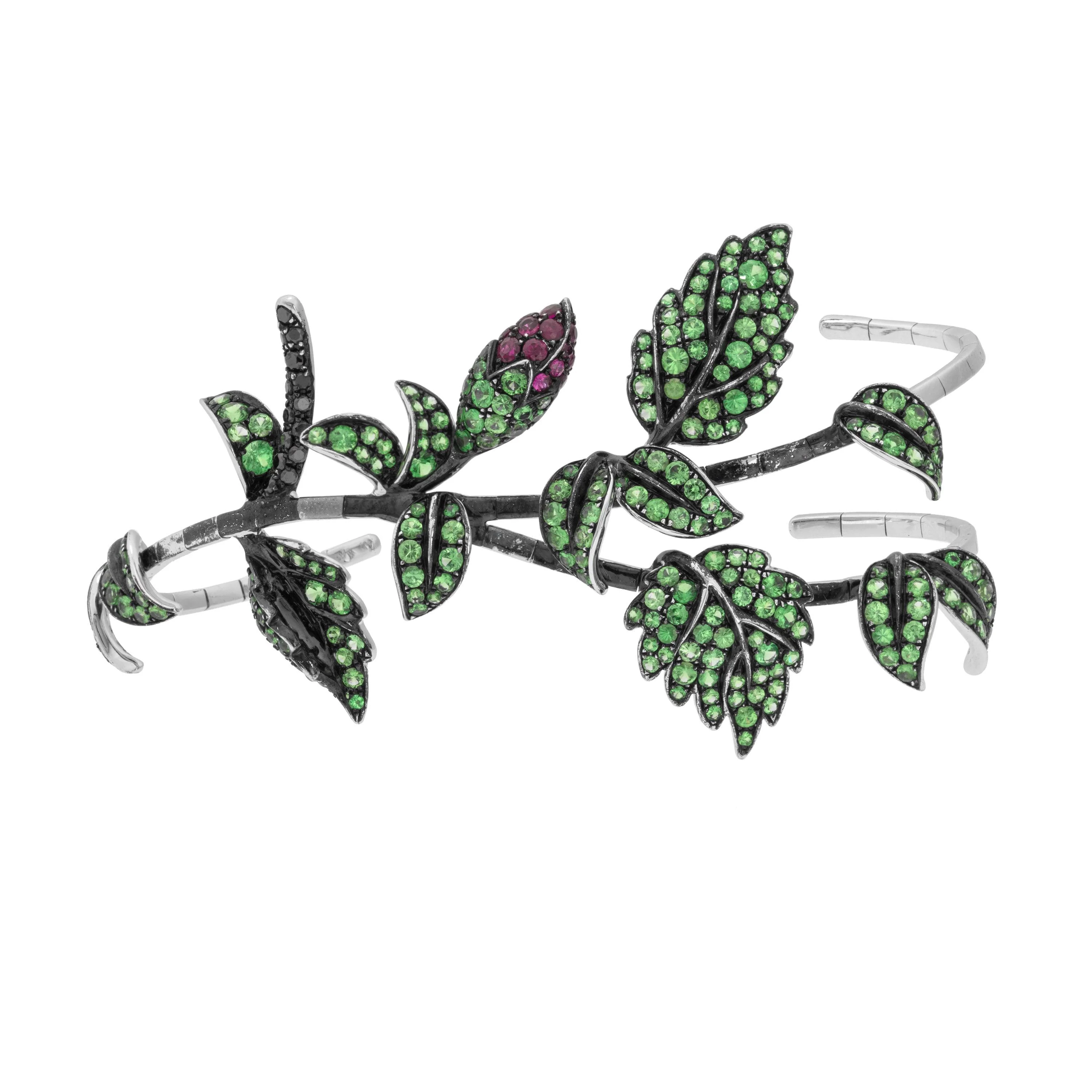 18K White Gold Ruby and Tsavorite  Bracelet - Image 2
