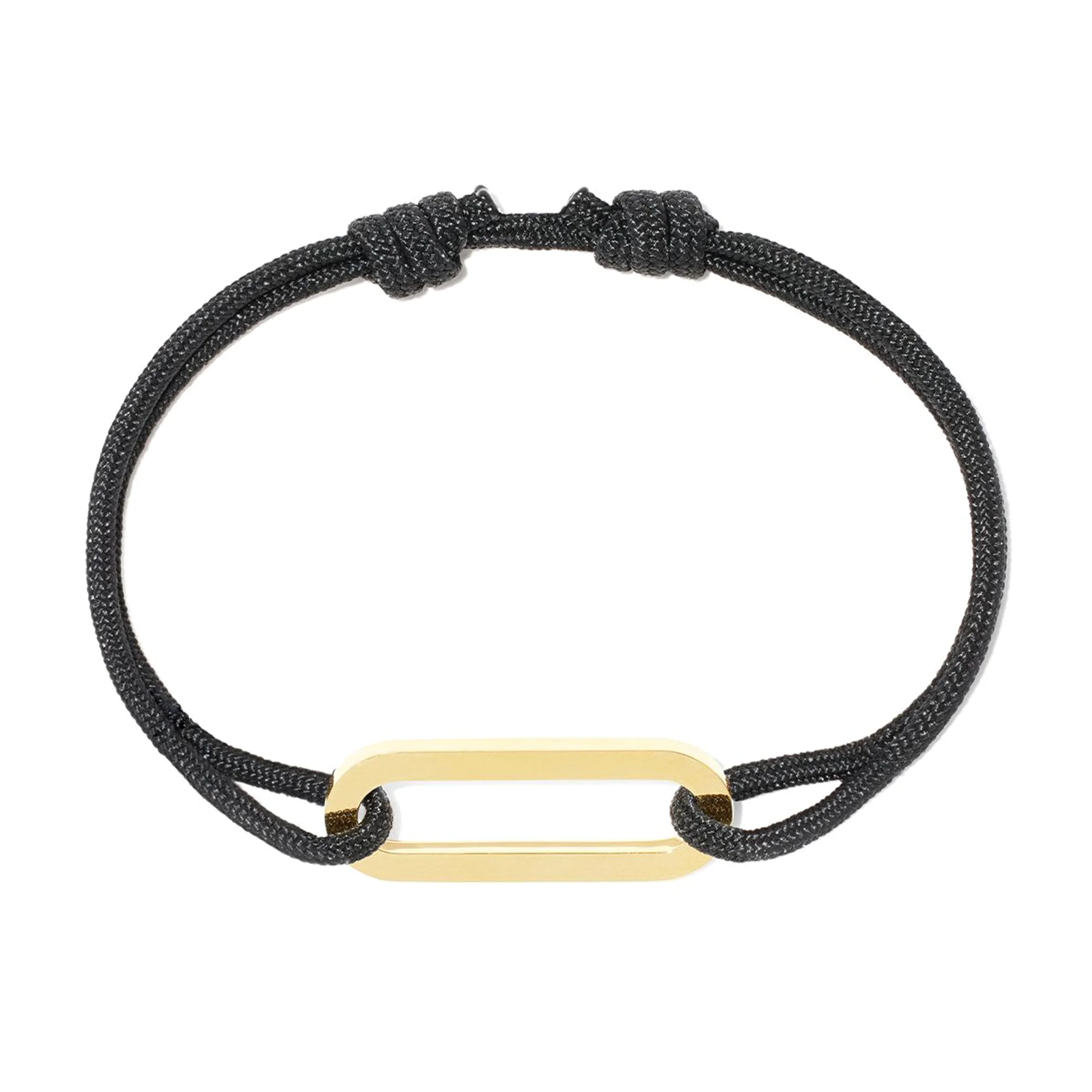 18K Yellow Gold Maillon Black Cord Bracelet, L