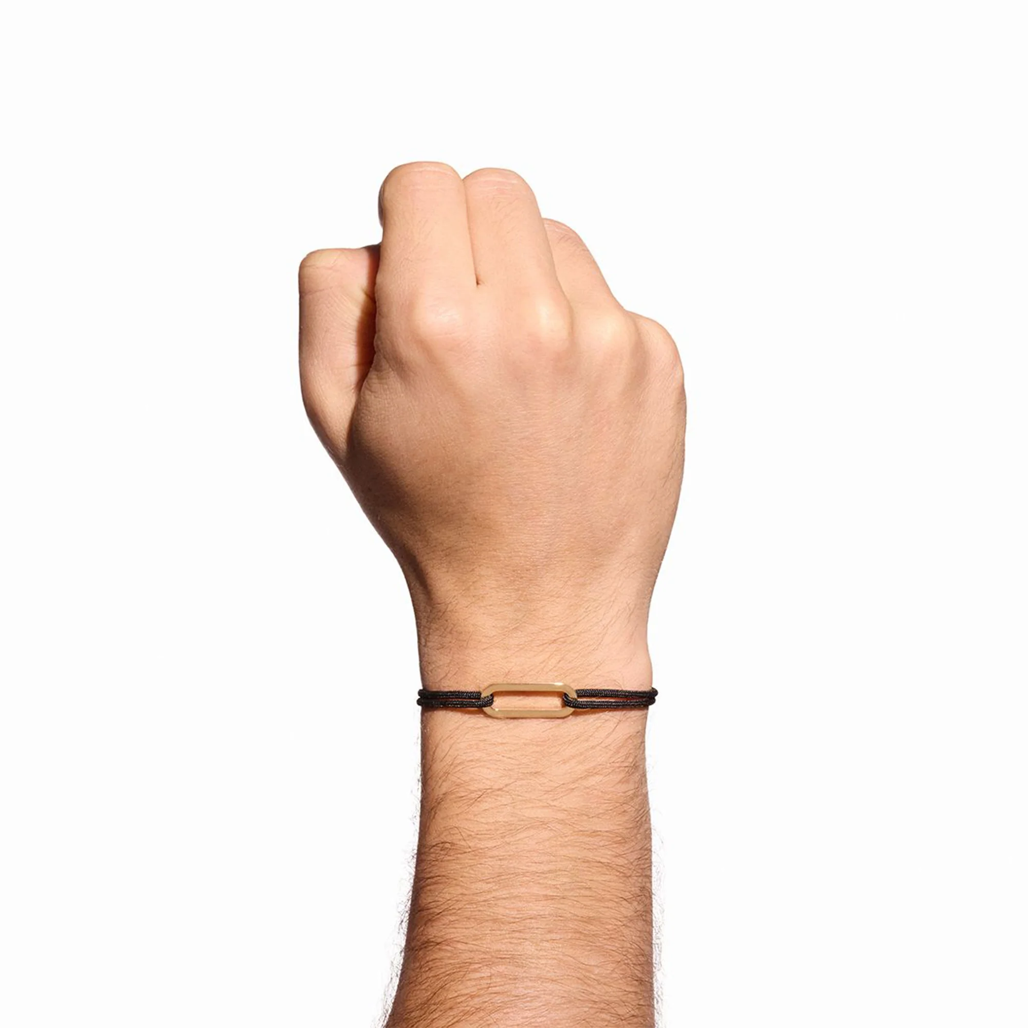 18K Yellow Gold Maillon Black Cord Bracelet, L - Image 2