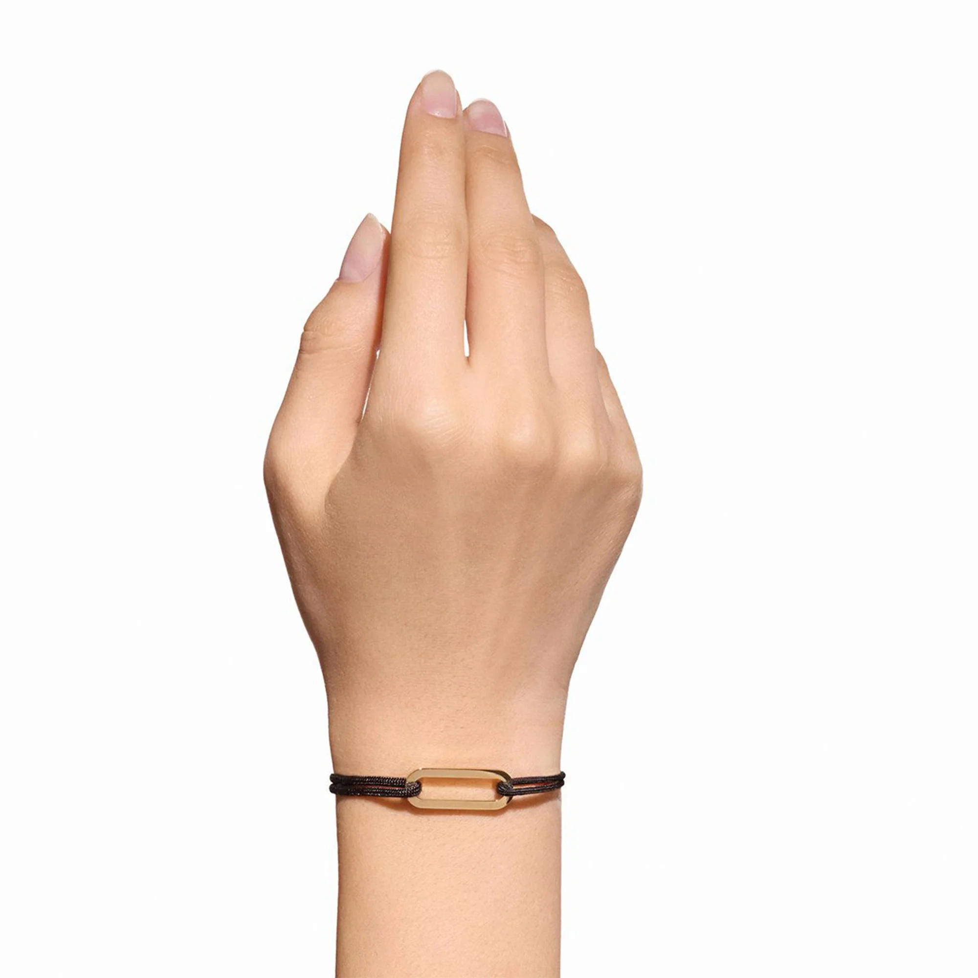 18K Yellow Gold Maillon Black Cord Bracelet, L - Image 3