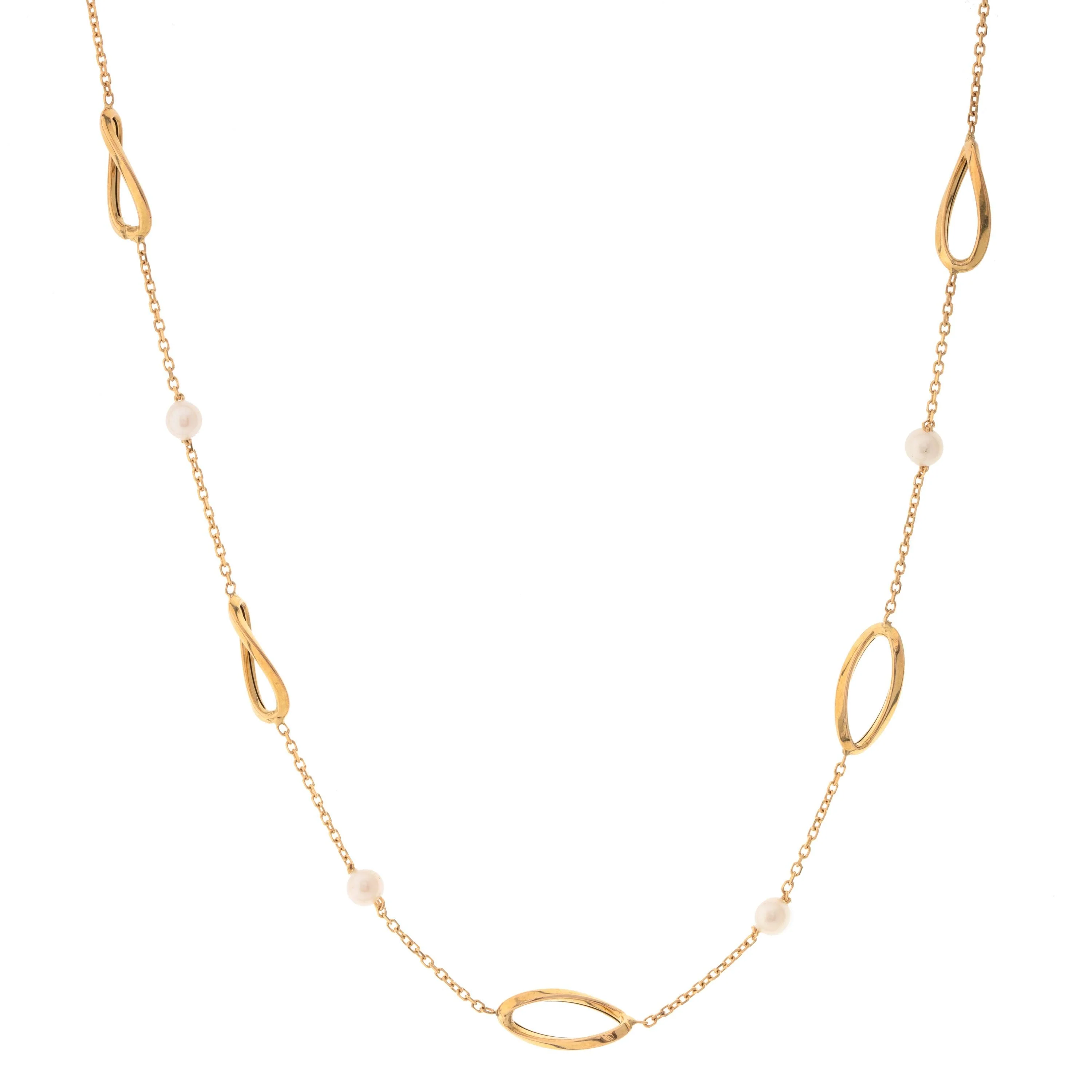18K Yellow Gold Cultured Pearl Necklace