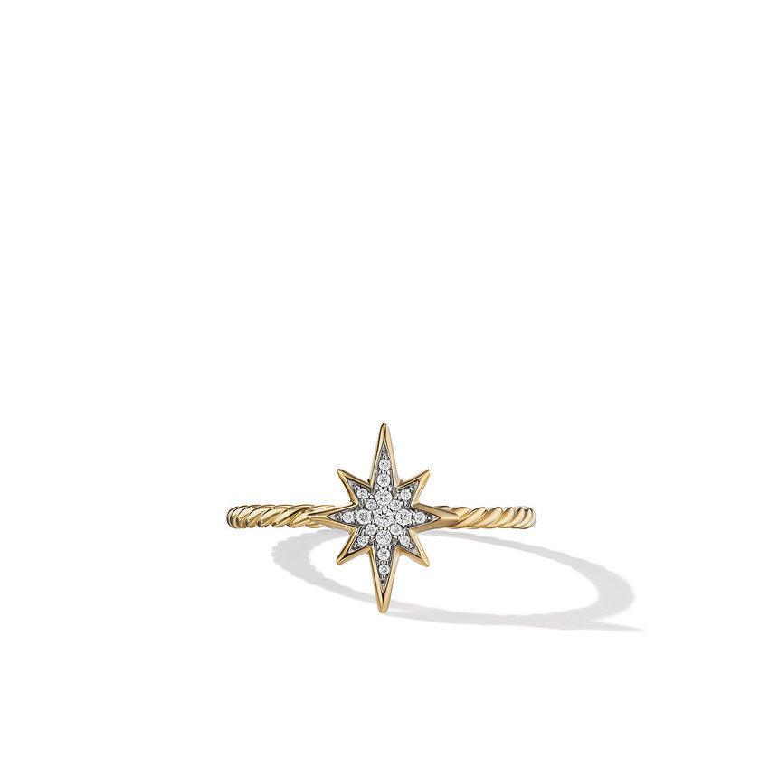 CABLE COLLECTIBLES NORTH STAR STACK RING IN 18K YELLOW GOLD WITH PAVE DIAMONDS - Image 2