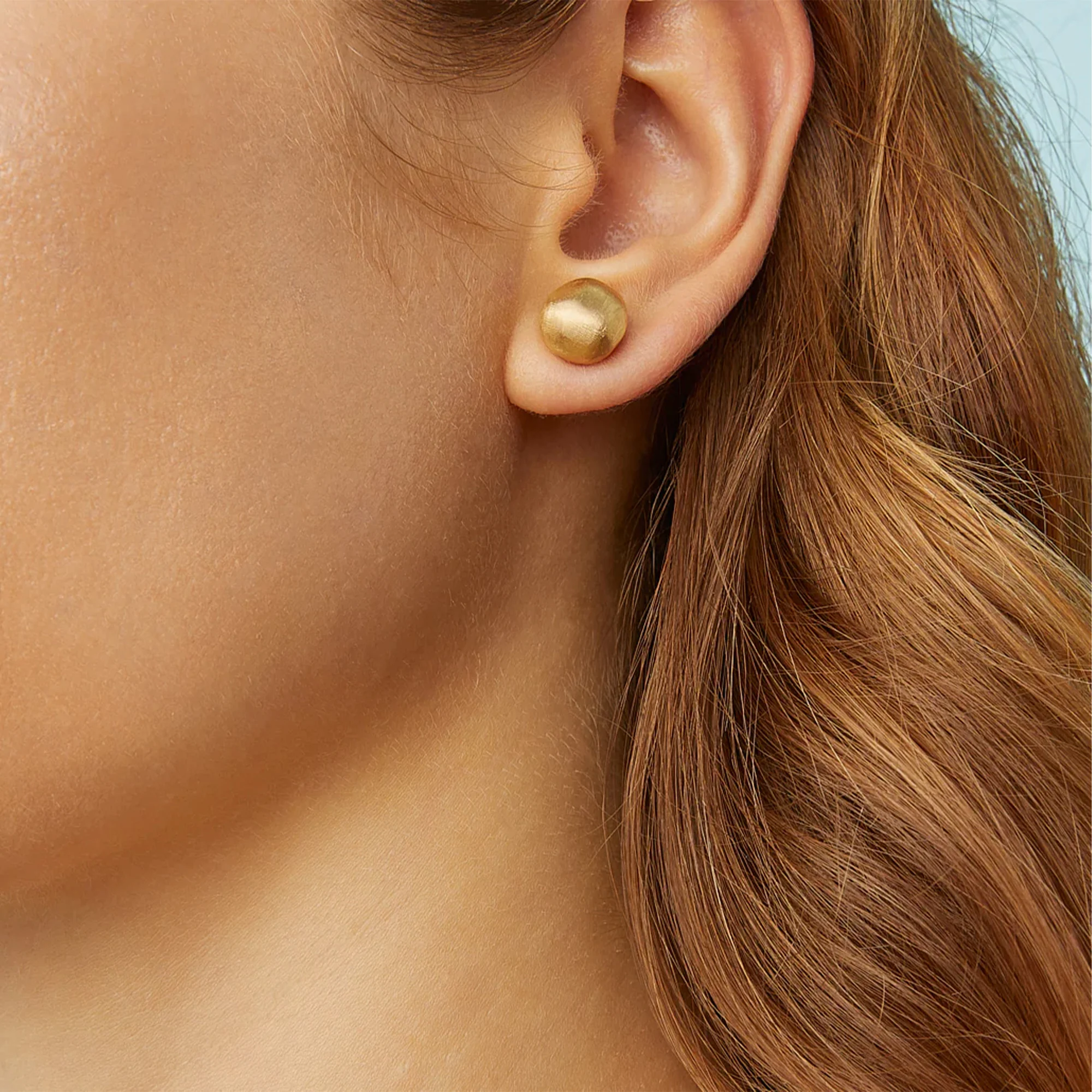 18K Yellow Gold Round Studs, Small - Image 2
