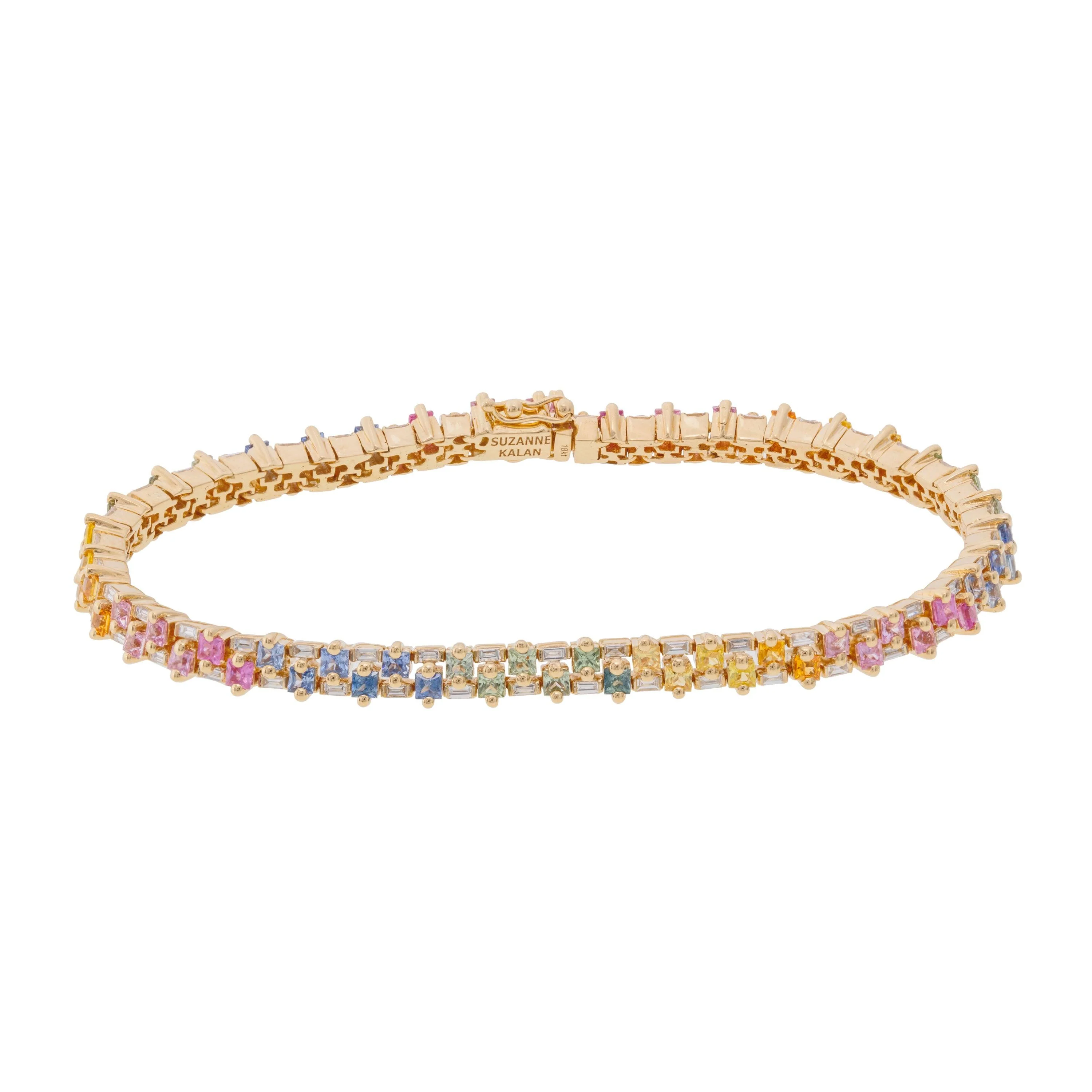 18K Yellow Gold Multicolor Sapphire and Diamond Bracelet