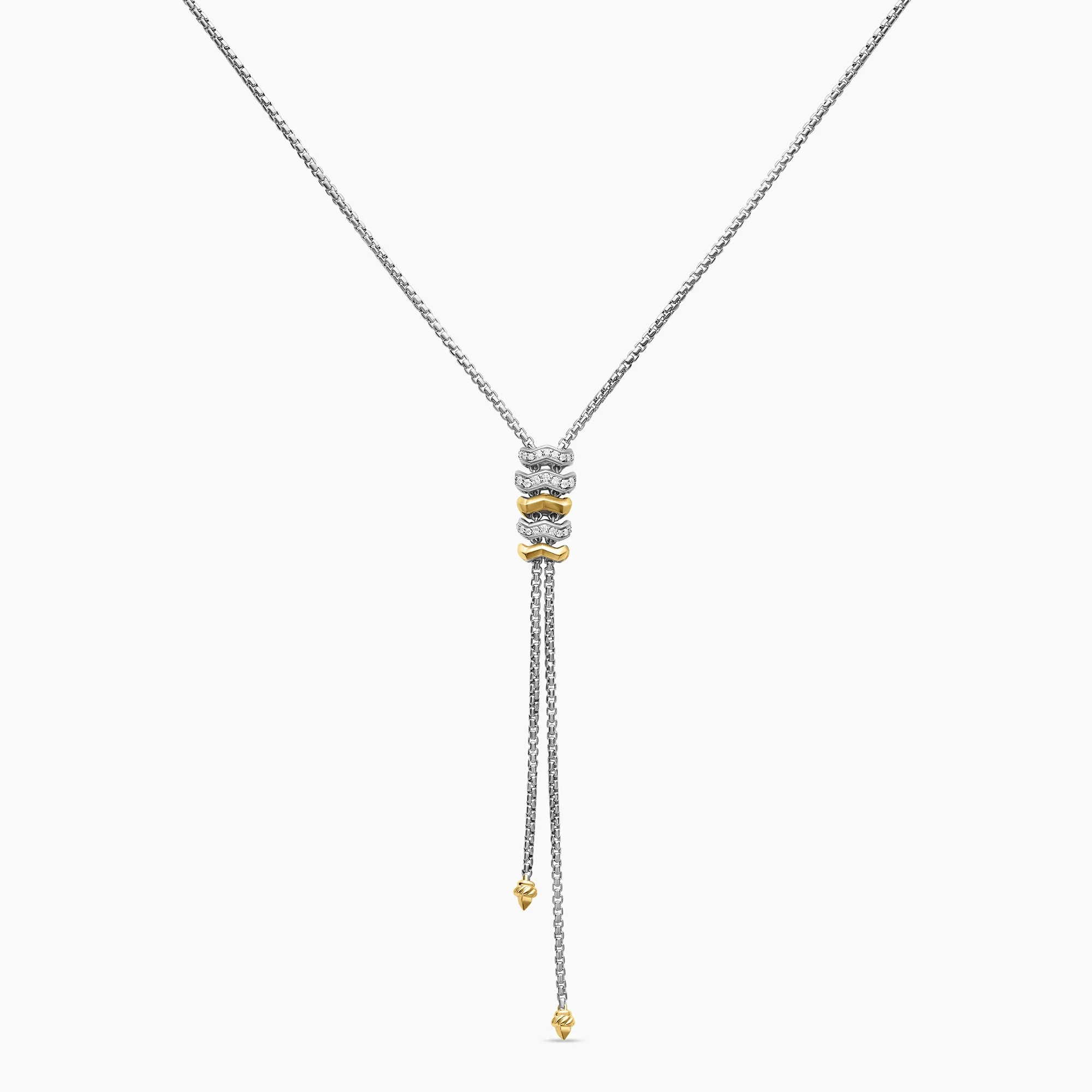 20" Zig Zag Stax Y Mixed-Metal Necklace in 18K Yellow Gold and Sterling Silver
