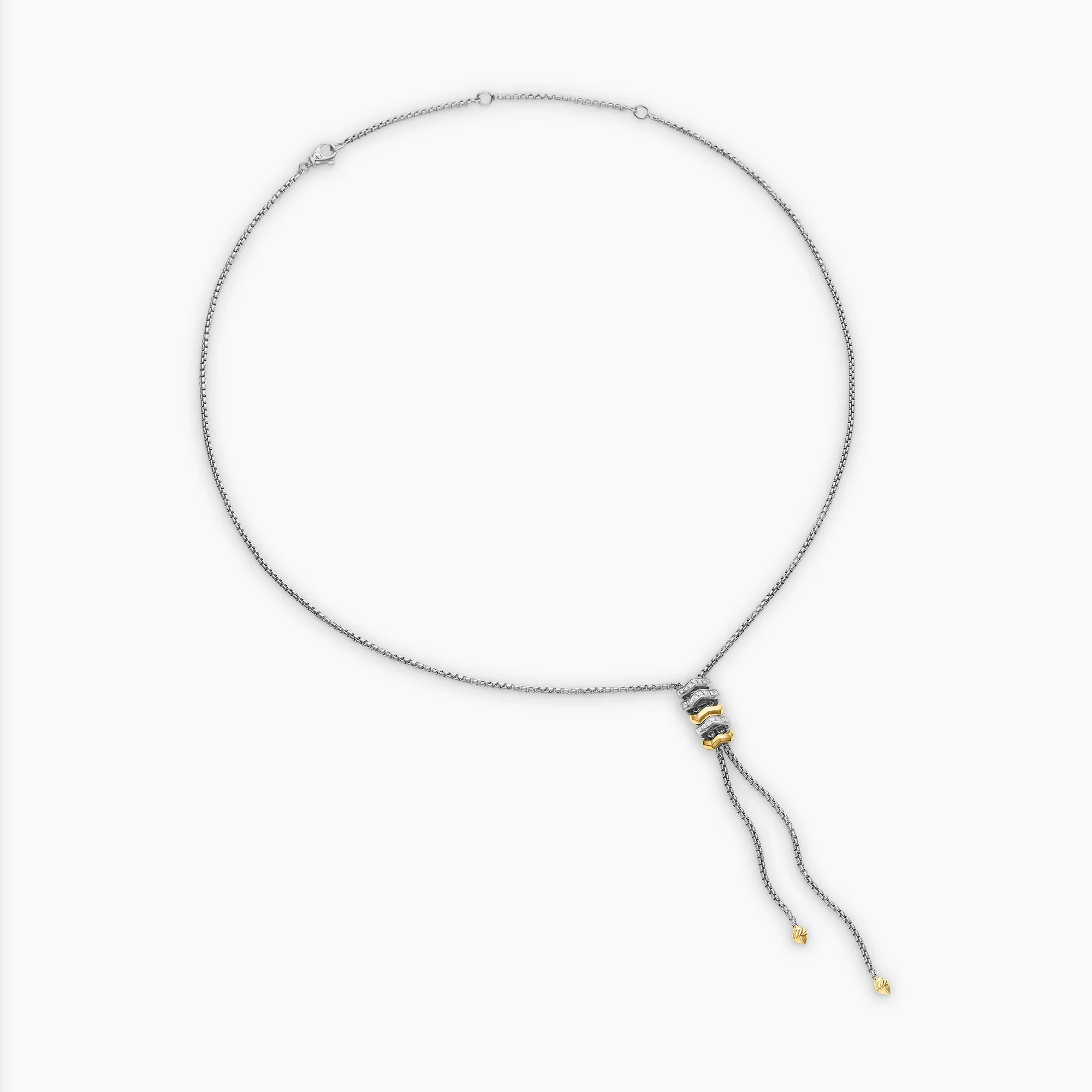20" Zig Zag Stax Y Mixed-Metal Necklace in 18K Yellow Gold and Sterling Silver - Image 2