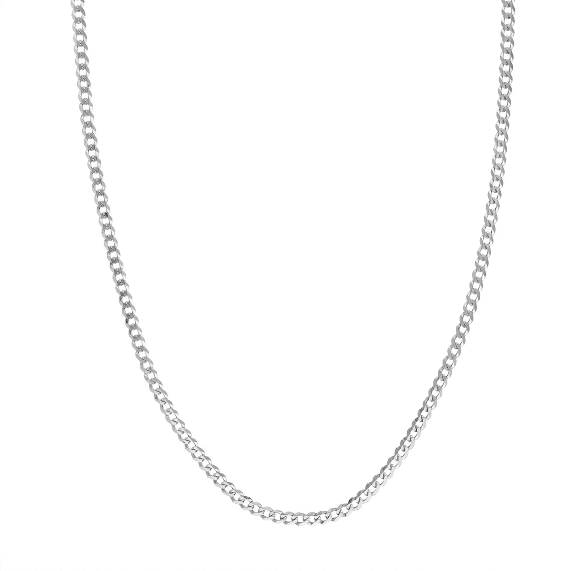 Cuban Chain Necklace in 14K White Gold