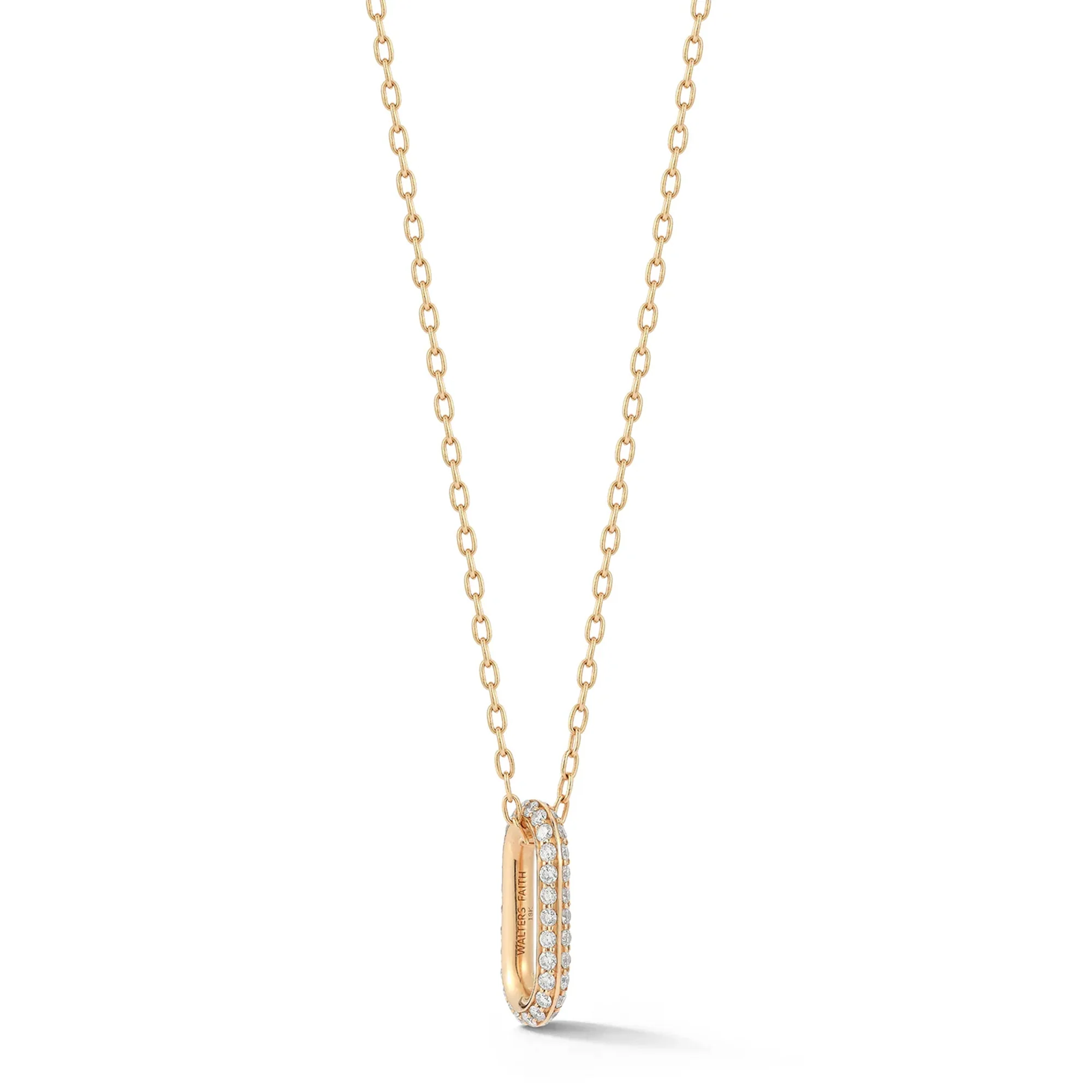 18K Yellow Gold Diamond Pave Link Pendant Necklace