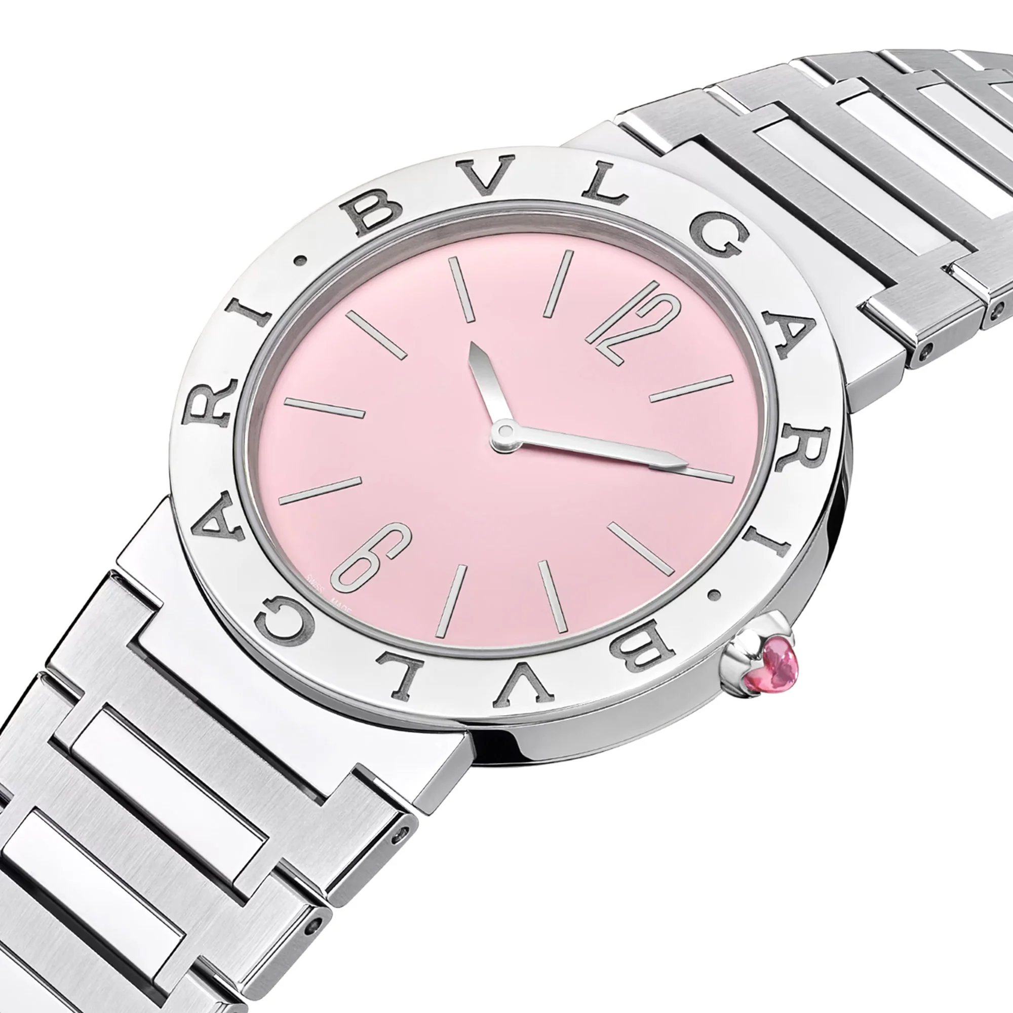 33MM Stainless Steel Bulgari Watch with Baby Pink Dial - Image 2