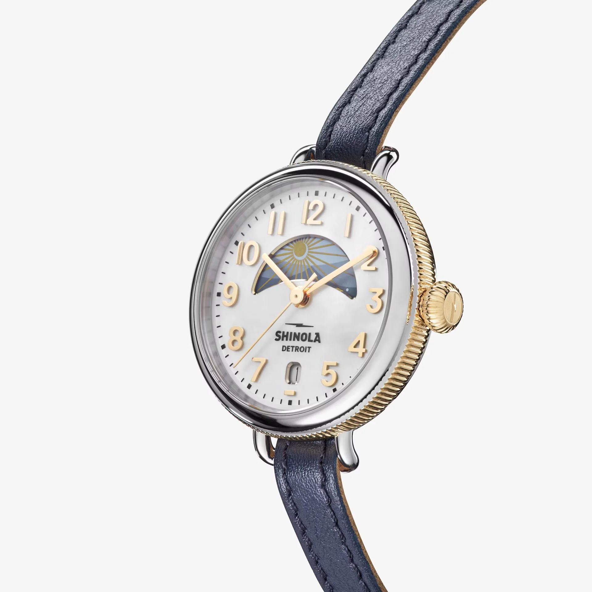 38MM Birdy Day nd Night Reversable Navy and Burbon Strap - Image 4