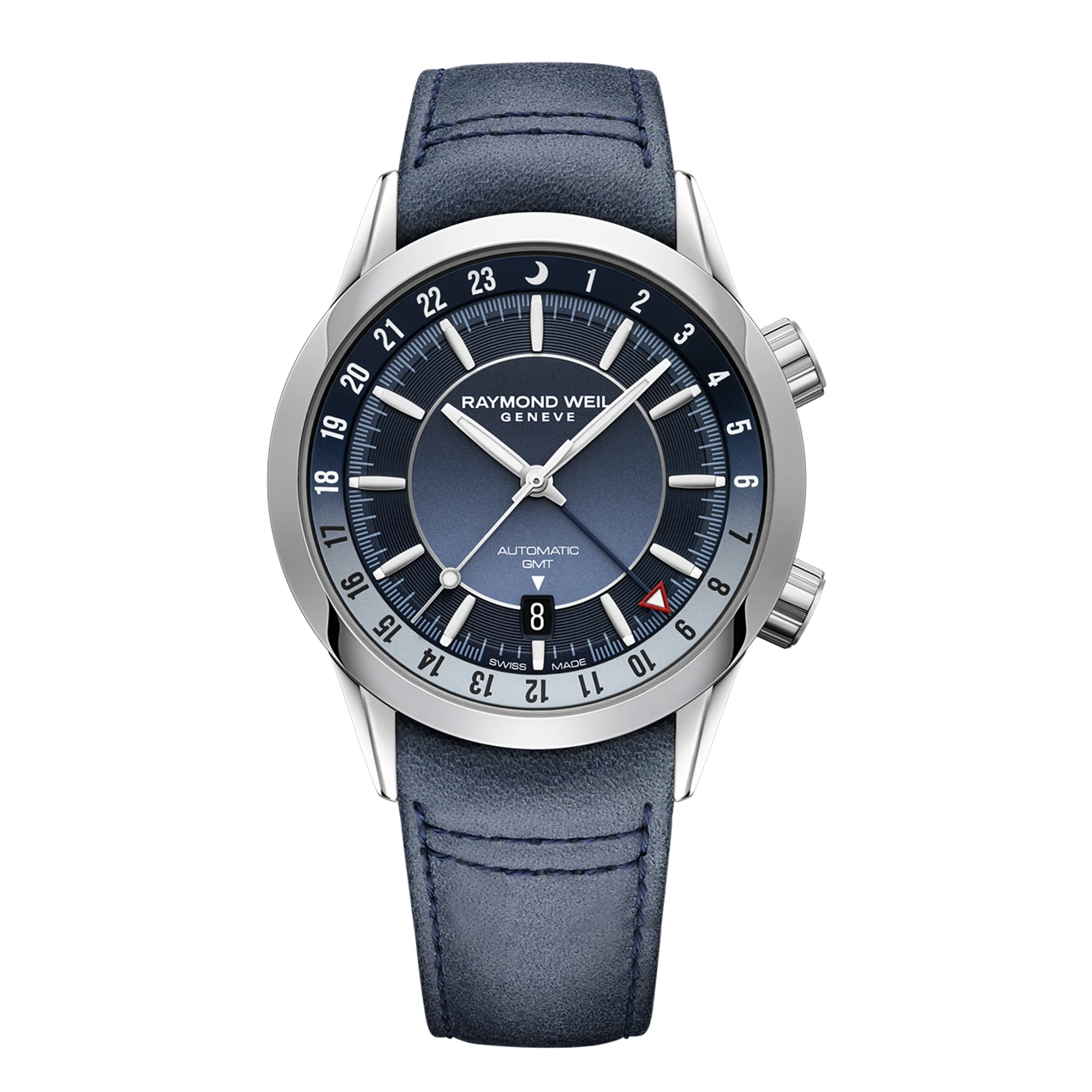 Freelancer GMT Blue Gradient Dial 41mm Watch with Blue Leather Strap