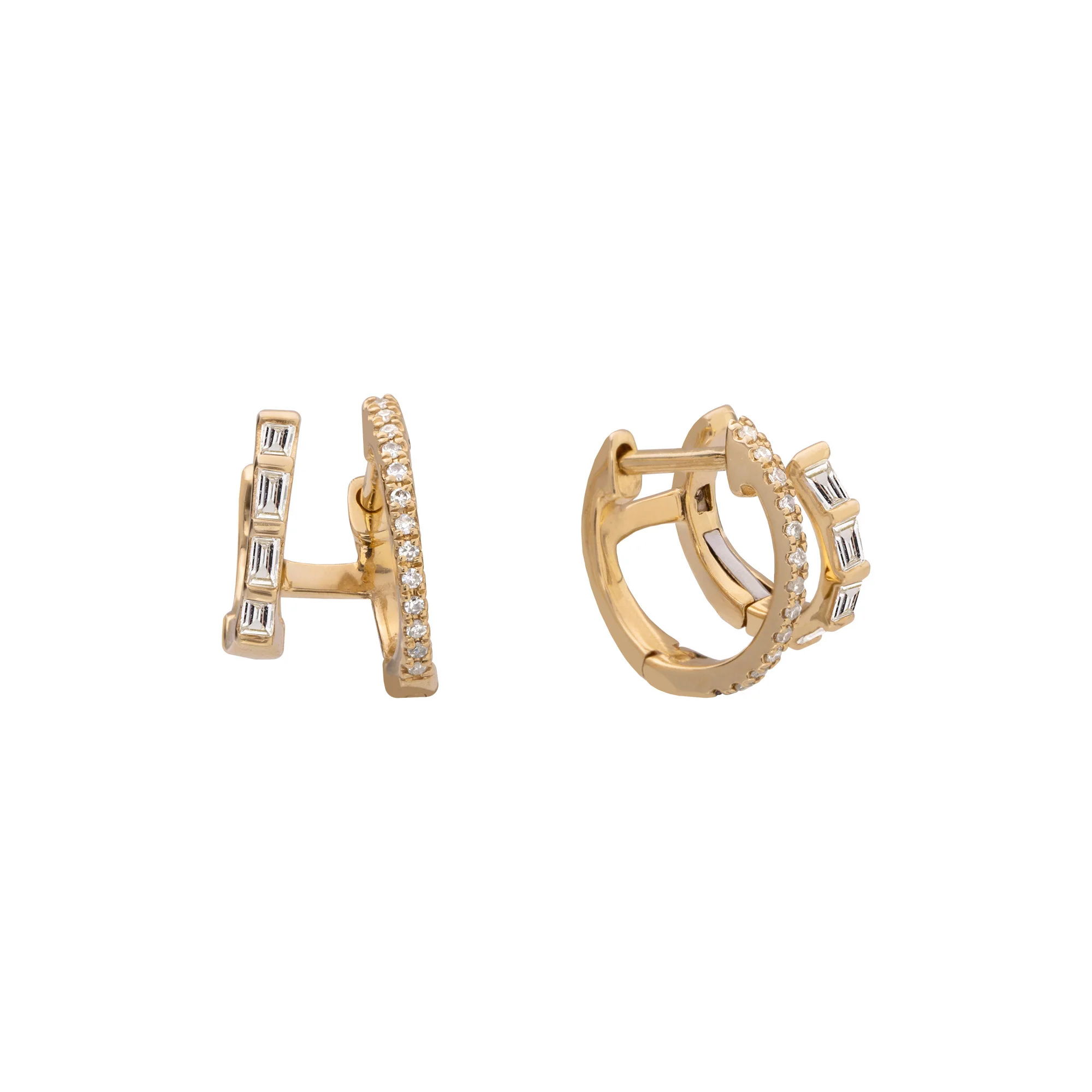 14K Yellow Gold Diamond and Diamond Earrings