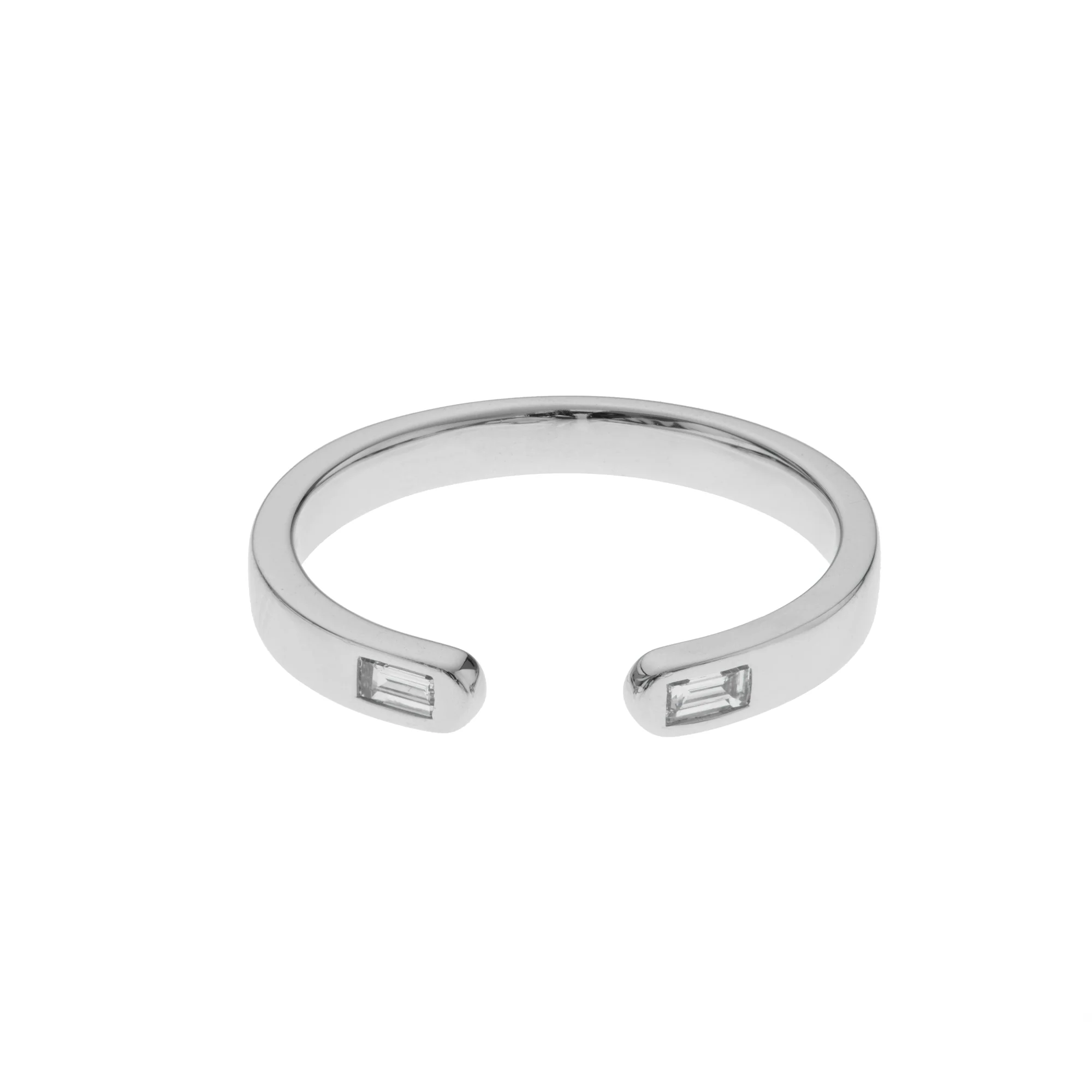 Baguette Diamond Accent Split Ring in 14K White Gold