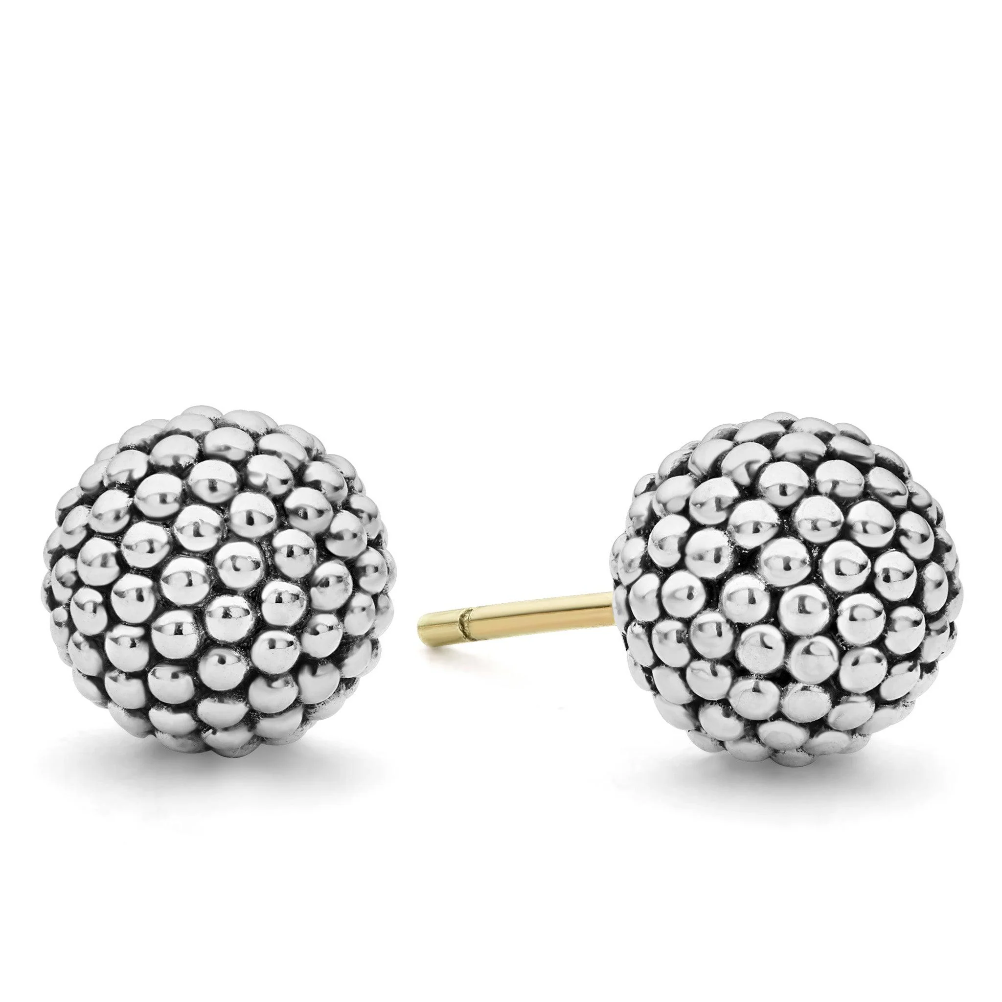 Sterling Silver Round Caviar Stud Earrings