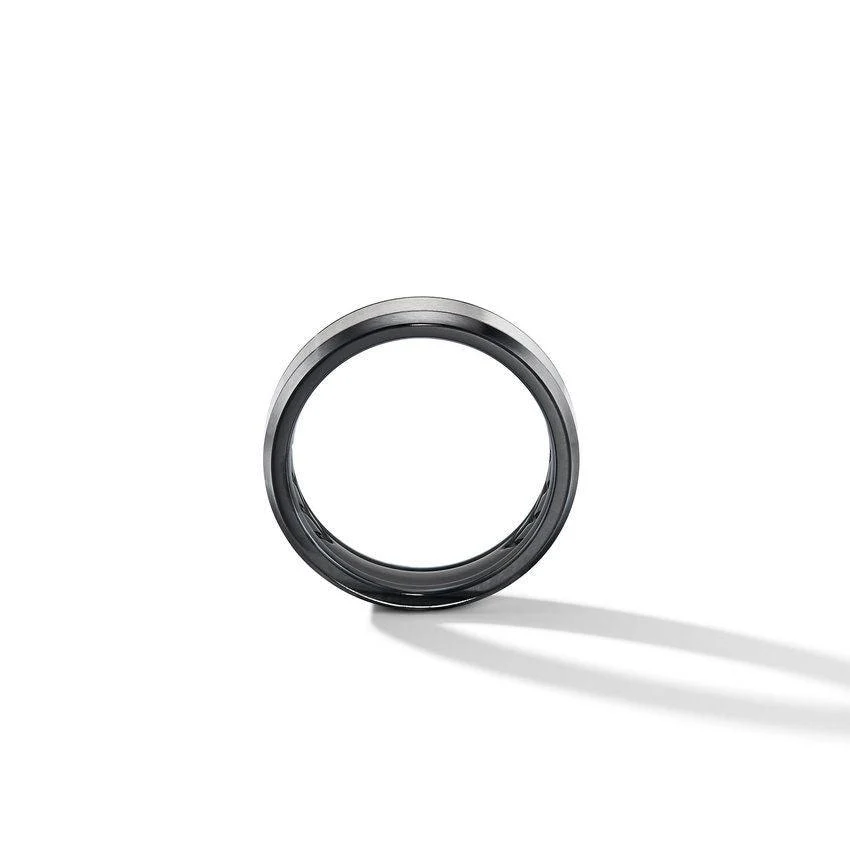 BEVELED BAND RING IN BLACK TITANIUM WITH GREY TITANIUM - Image 2