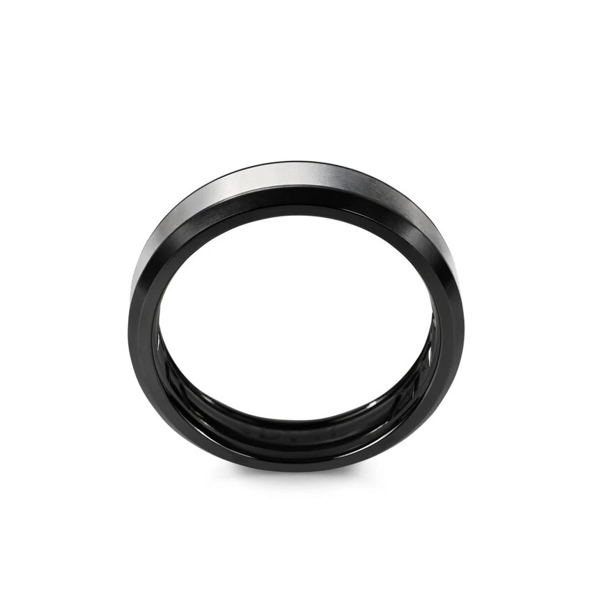BEVELED BAND RING IN BLACK TITANIUM WITH GREY TITANIUM - Image 6
