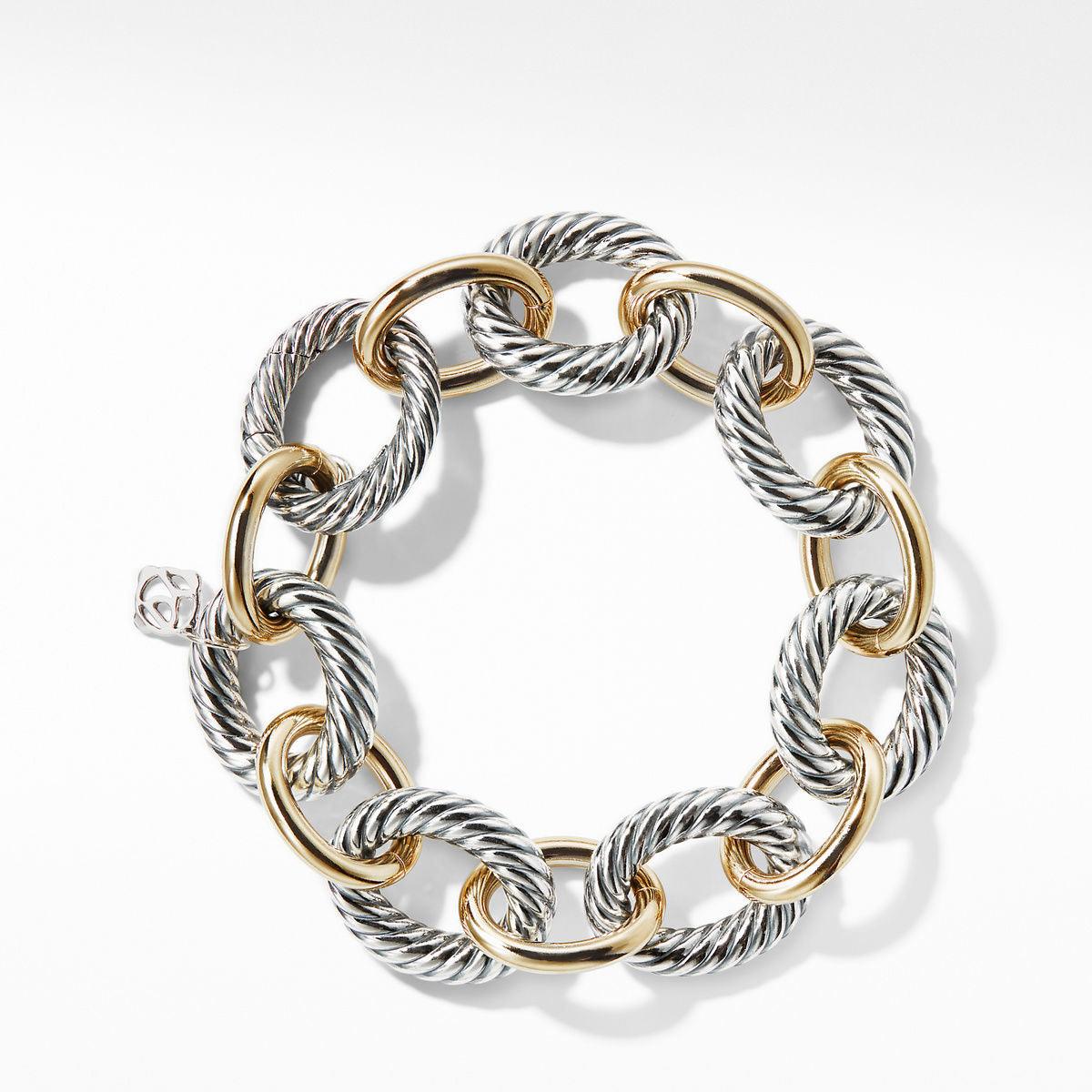 Cable and Smooth Chain Link Bracelet with 18K Yellow Gold - Image 2