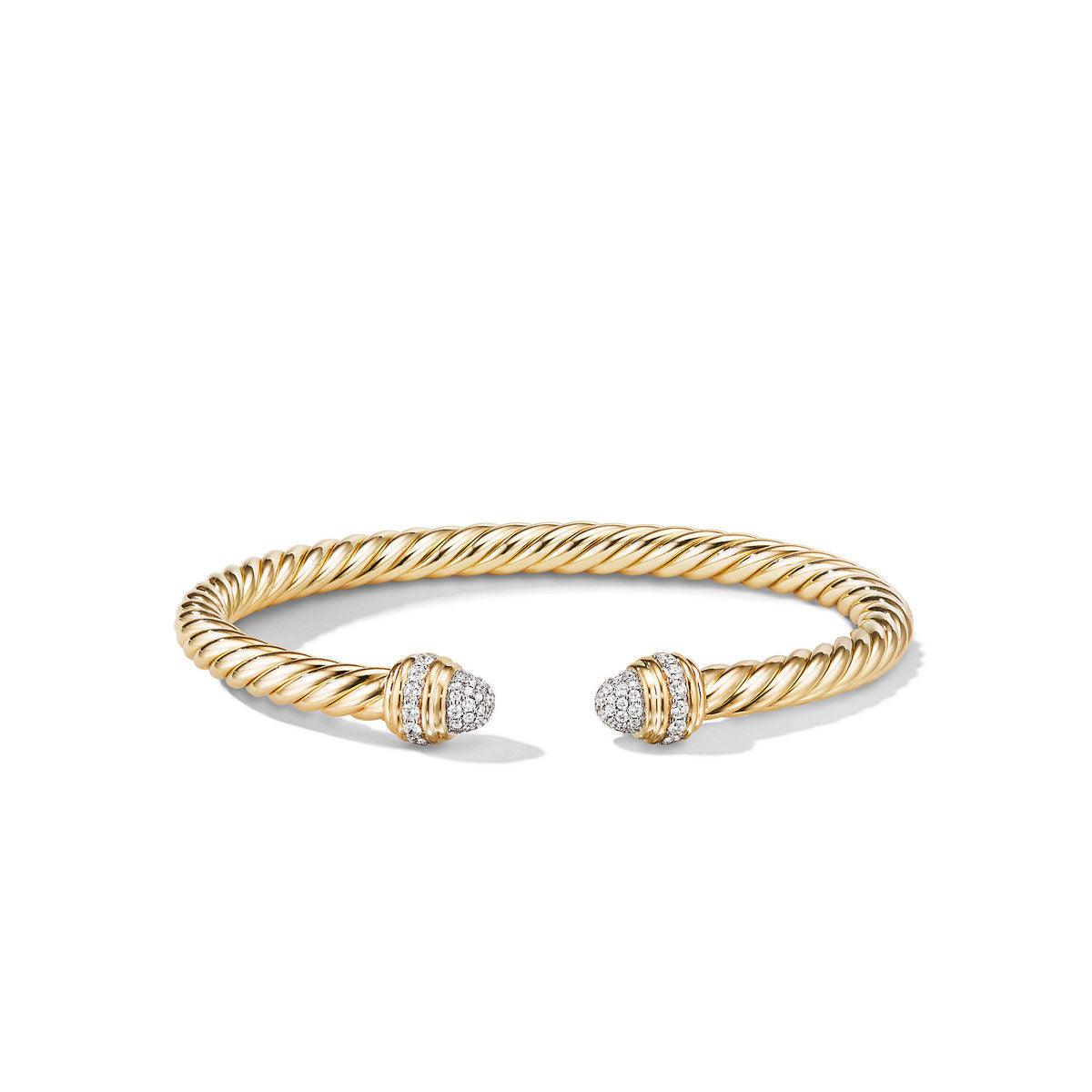 CABLE BRACELET IN 18K YELLOW WITH PAVE DIAMONDS - Image 2