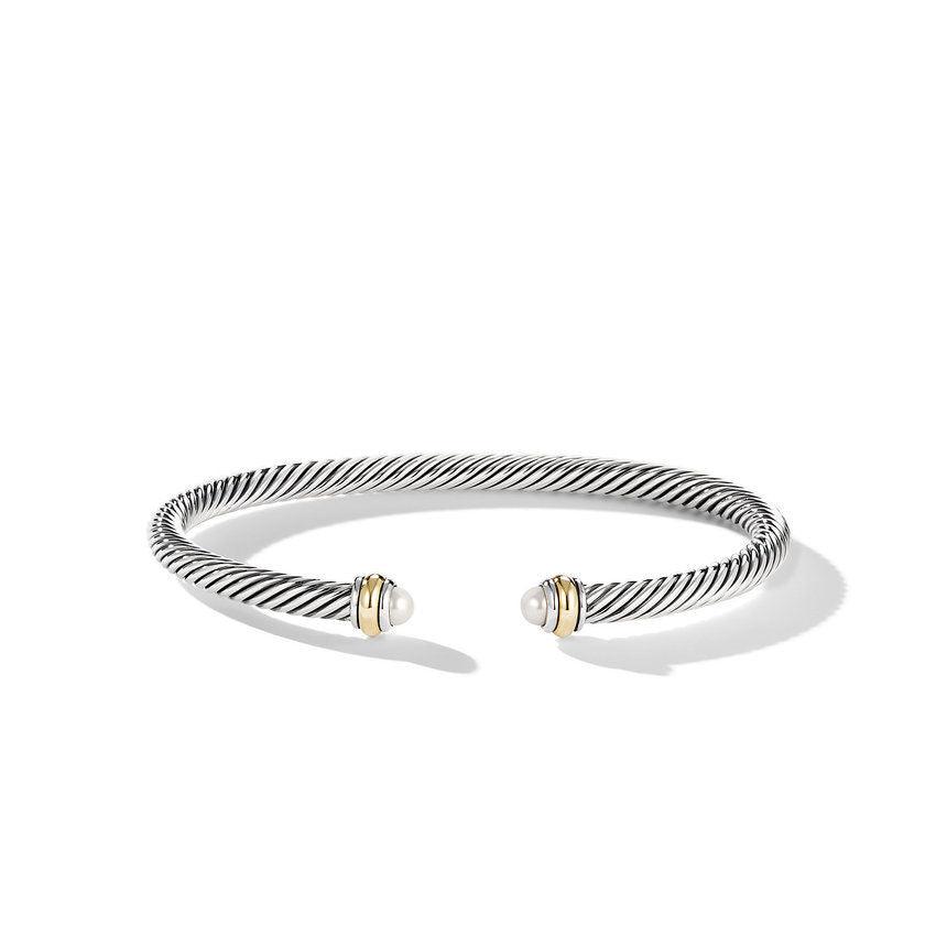 Cable Classics Bracelet in Sterling Silver with Pearls and 18K Yellow Gold