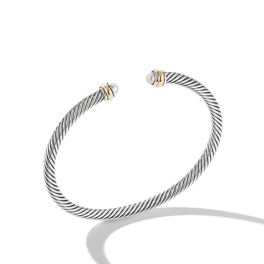 Cable Classics Bracelet in Sterling Silver with Pearls and 18K Yellow Gold - Image 2