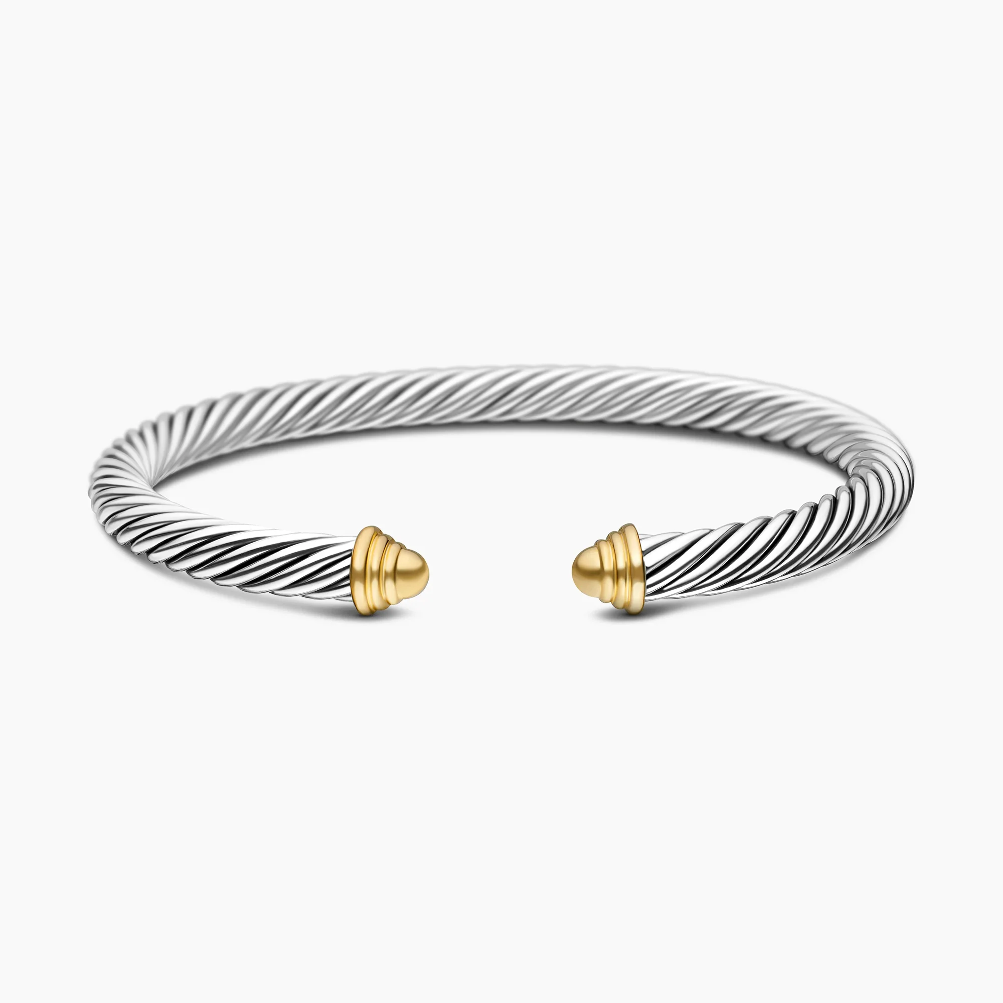 Cable Classics Bracelet in Sterling Silver with 14K Yellow Gold Domes