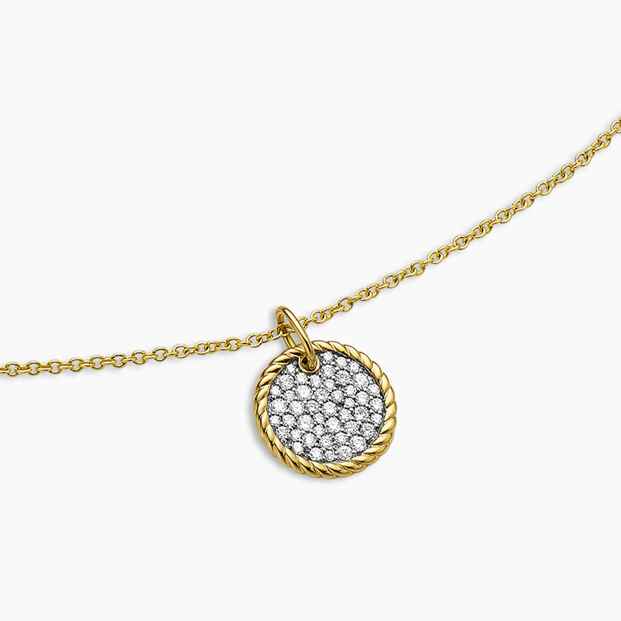 Cable Collectibles Pavé Plate Necklace in 18K Yellow Gold with Diamonds - Image 3