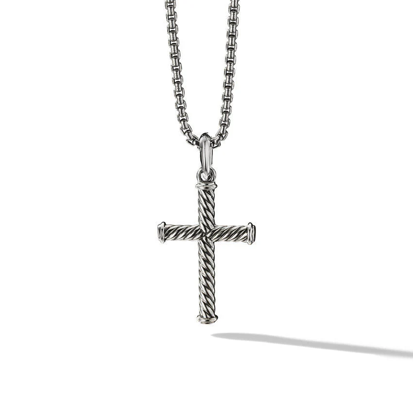 Cable Cross Pendant in
Sterling Silver, 35mm