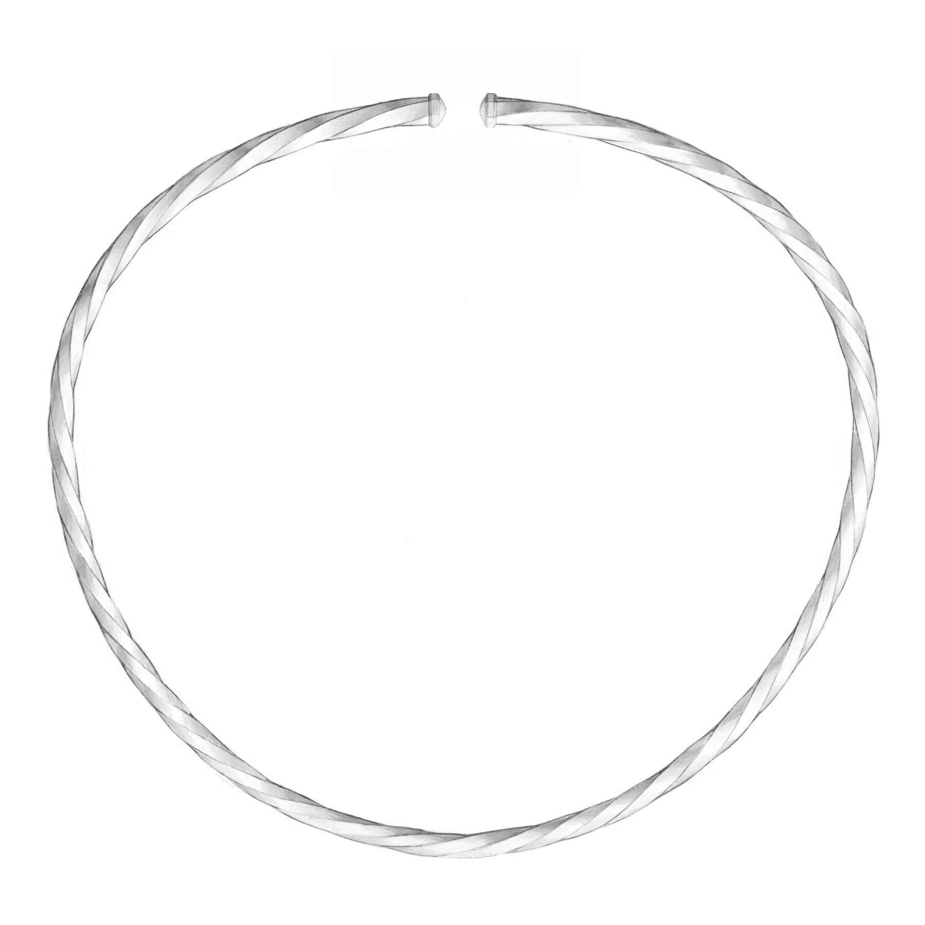 CABLE EDGE COLLAR NECKLACE IN RECYCLED STERLING SILVER
