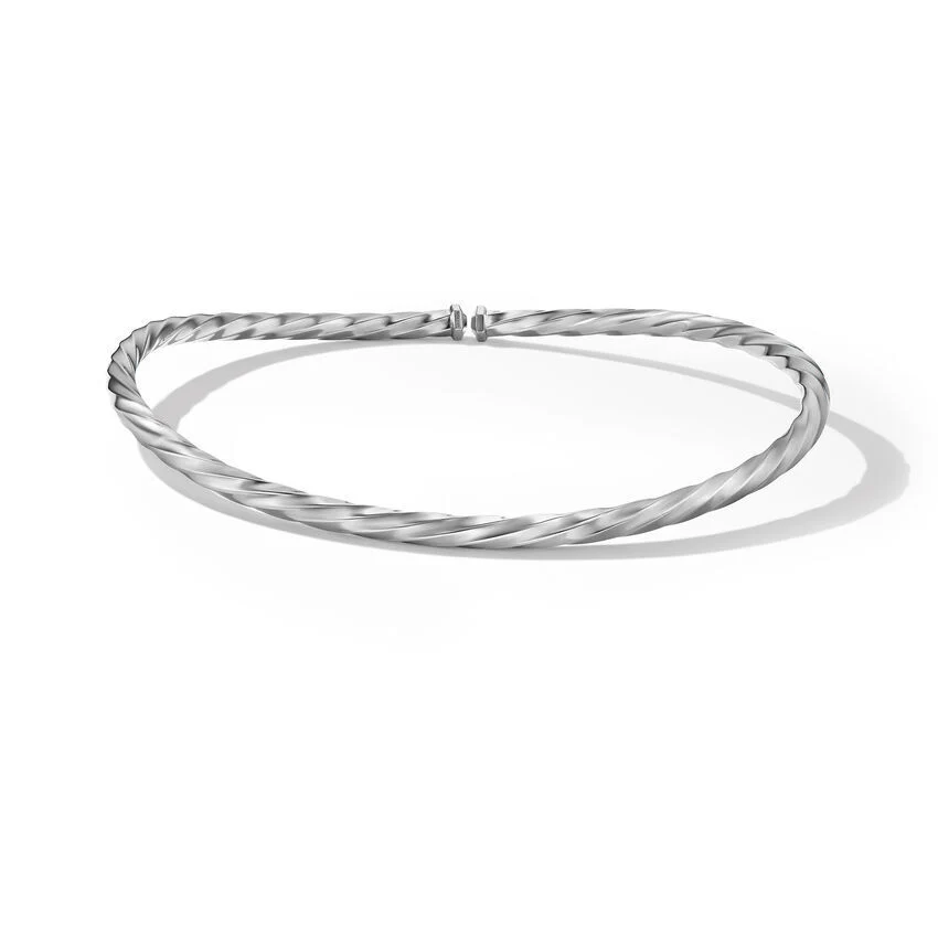 CABLE EDGE COLLAR NECKLACE IN RECYCLED STERLING SILVER - Image 2