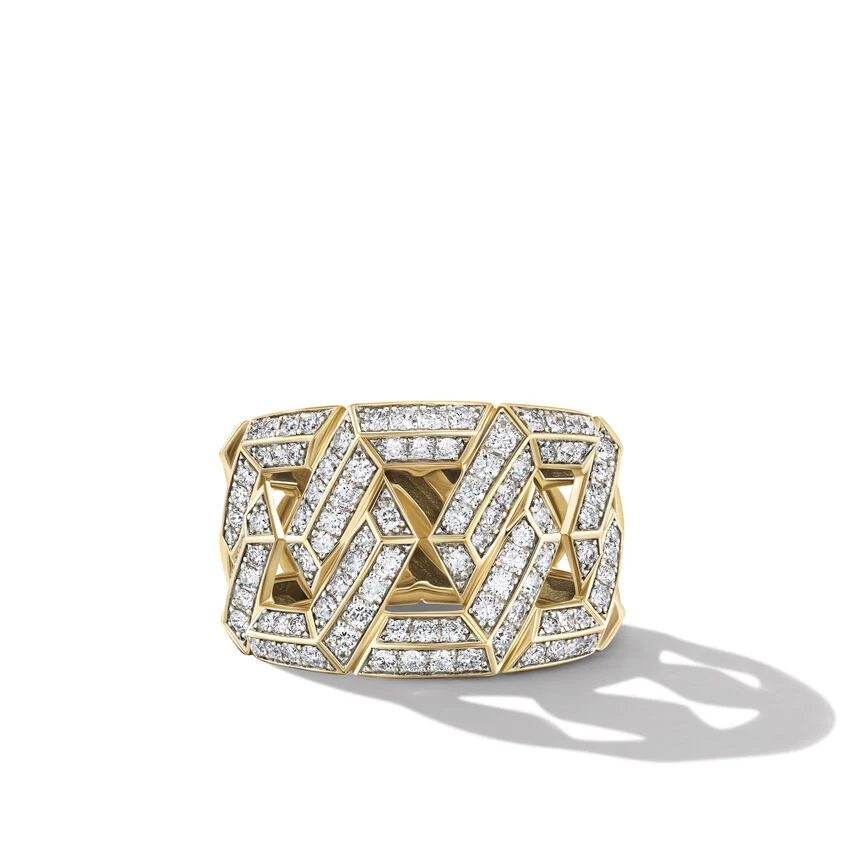 CARLYLE RING IN 18K YELLOW GOLD WITH PAVE DIAMODNS - Image 2