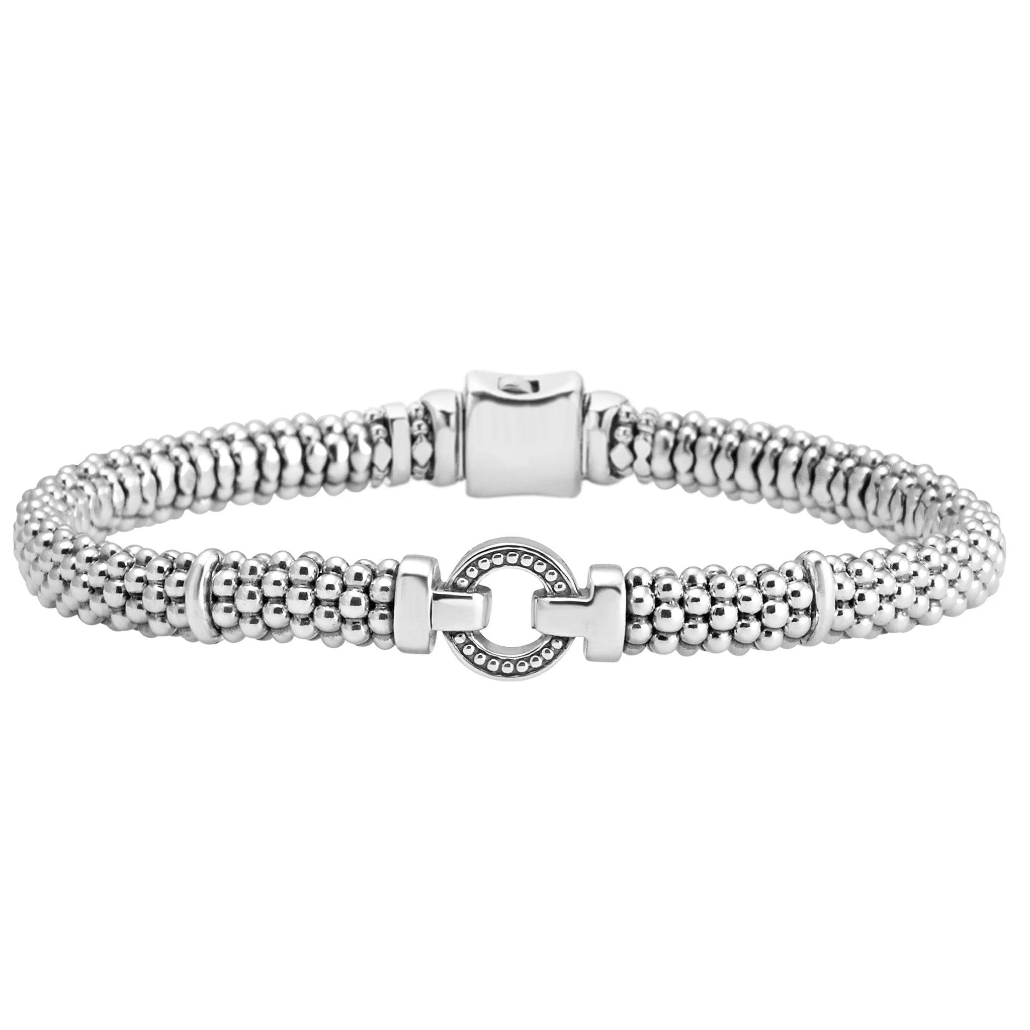 Sterling Silver Caviar Open Circle Bracelet - Image 2