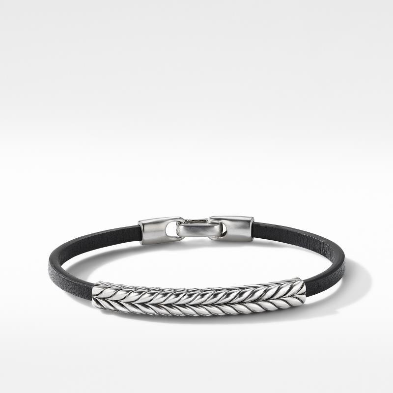 CHEVRON BLACK LEATHER ID BRACELET - Image 2