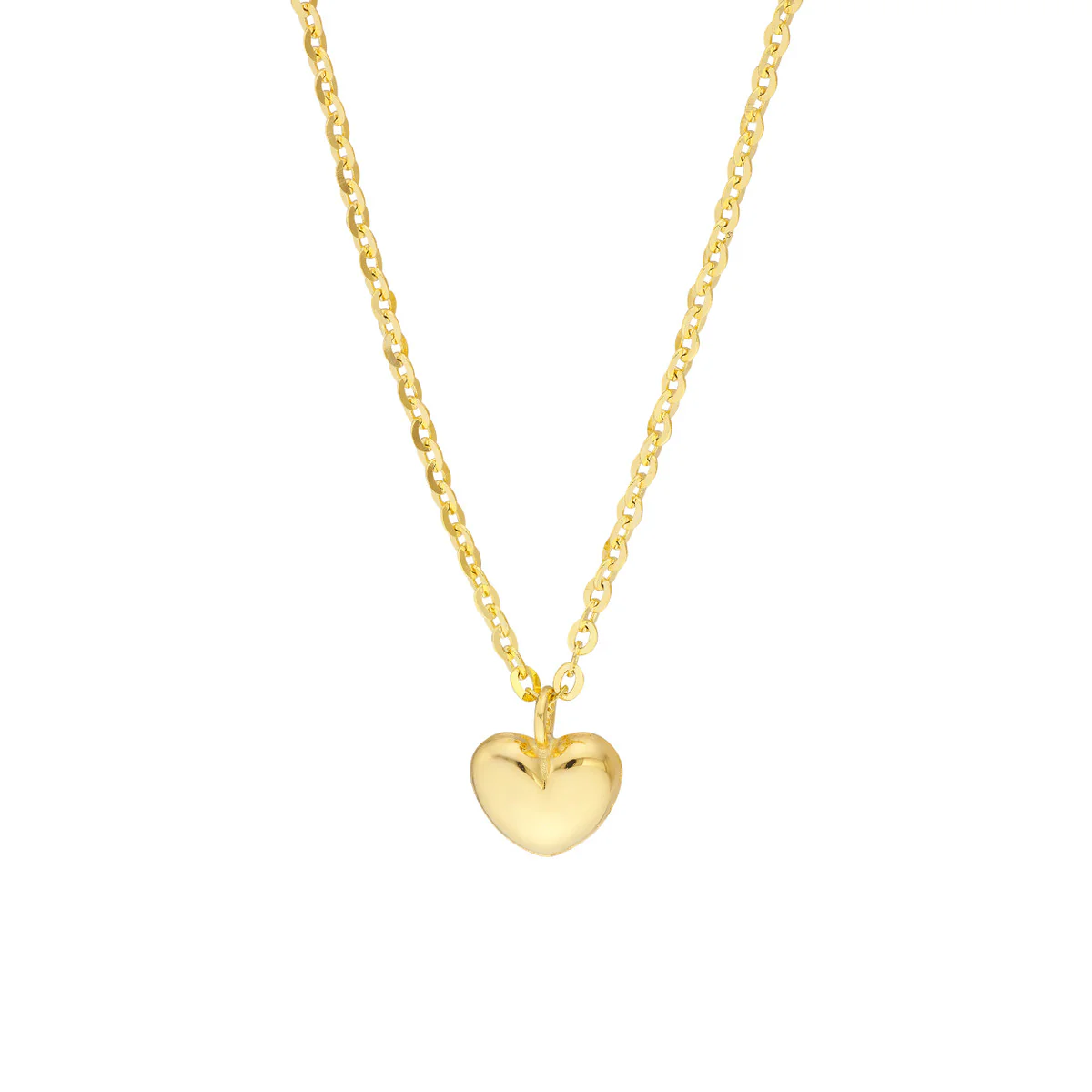 Children's Puffy Heart Necklace in 14K Yellow Gold