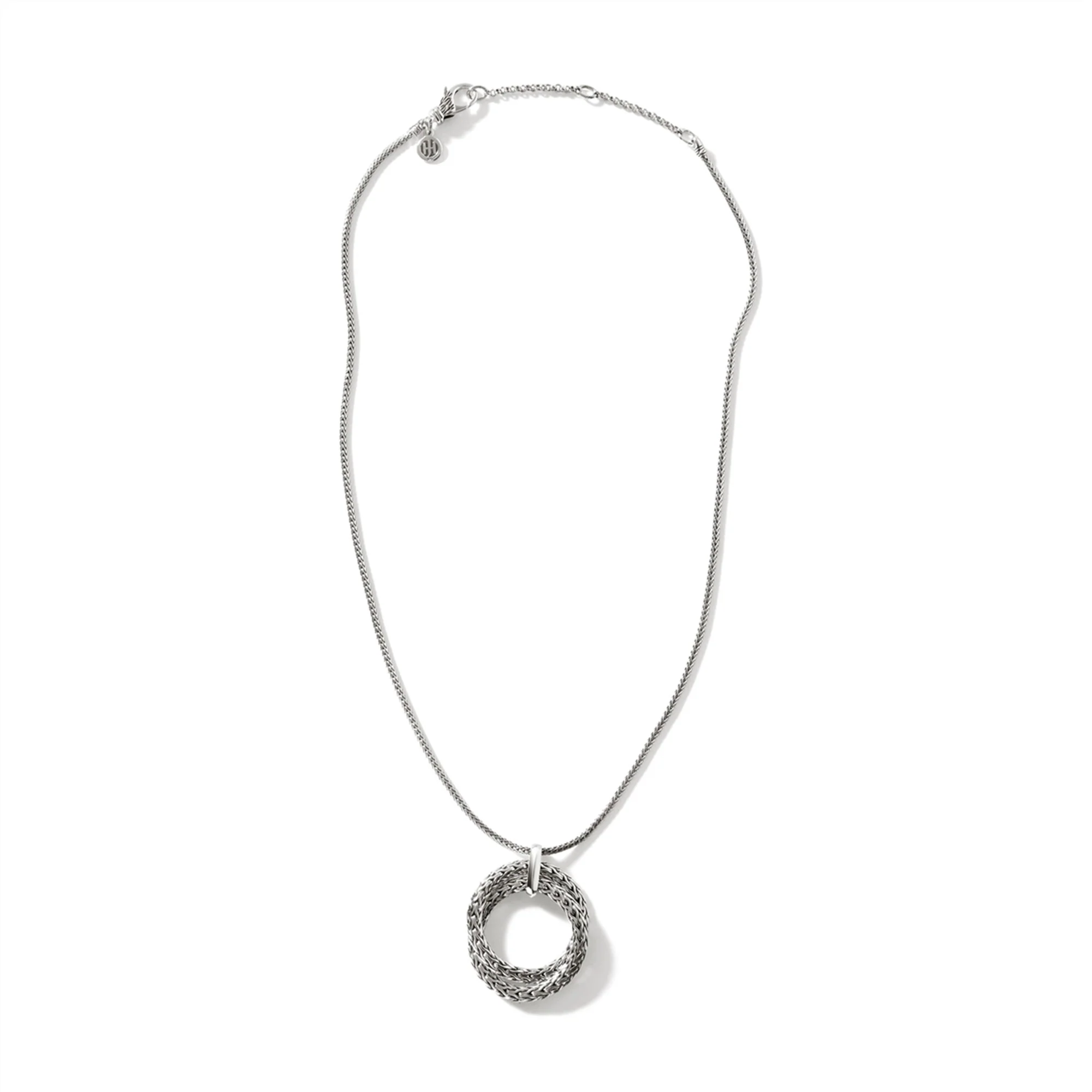 Sterling Silver Classic Chain Interlink Pendant Necklace