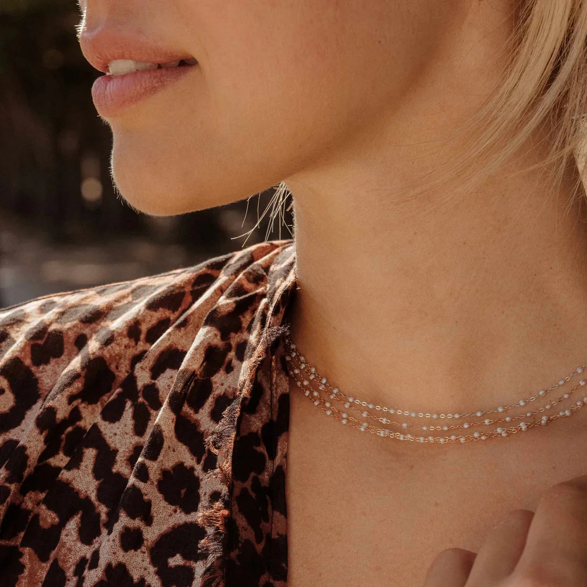 Classic Gigi Opal necklace, Yellow Gold, 16.5" - Image 2