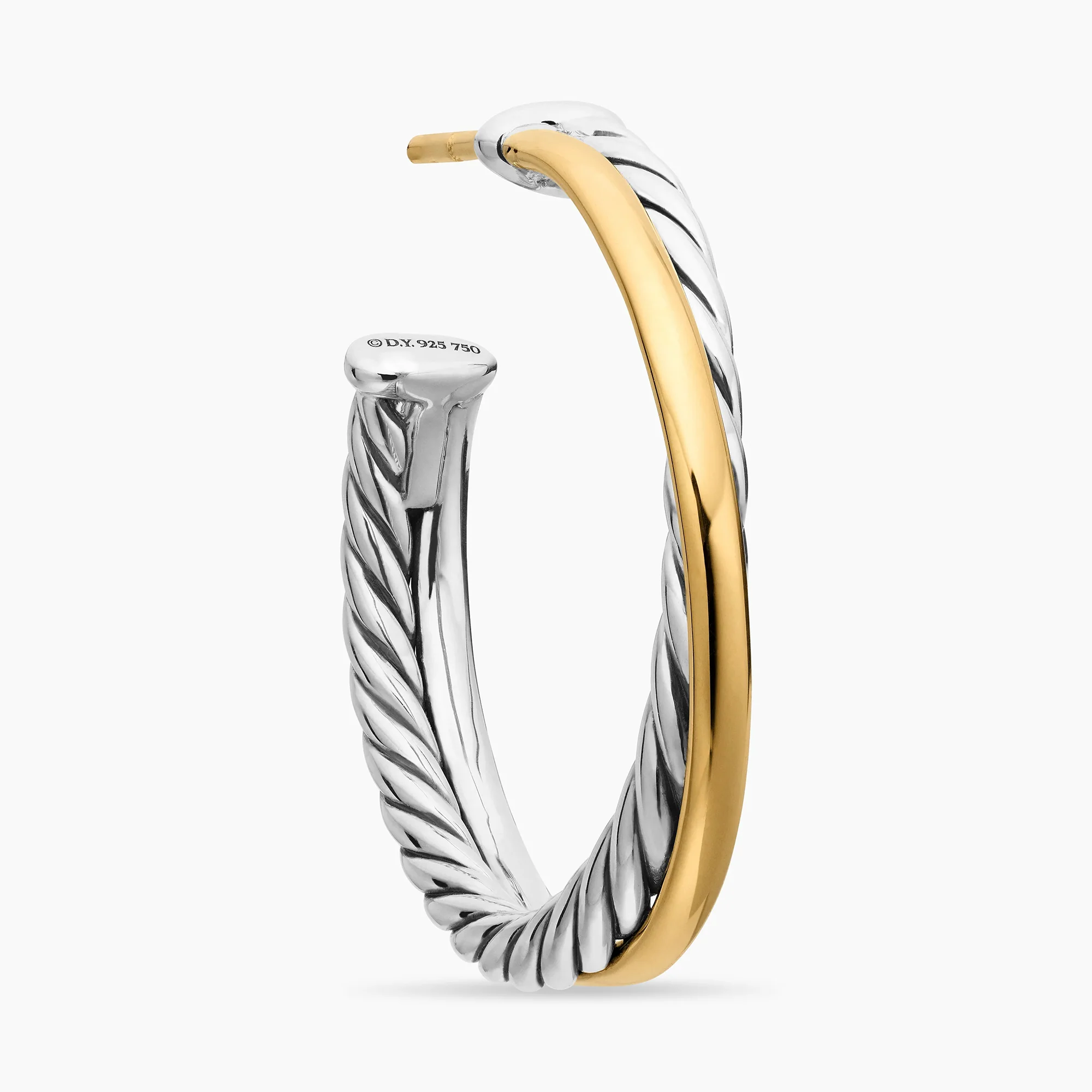 Crossover Hoop Earrings in Sterling Silver with 18K Yellow Gold - Image 6
